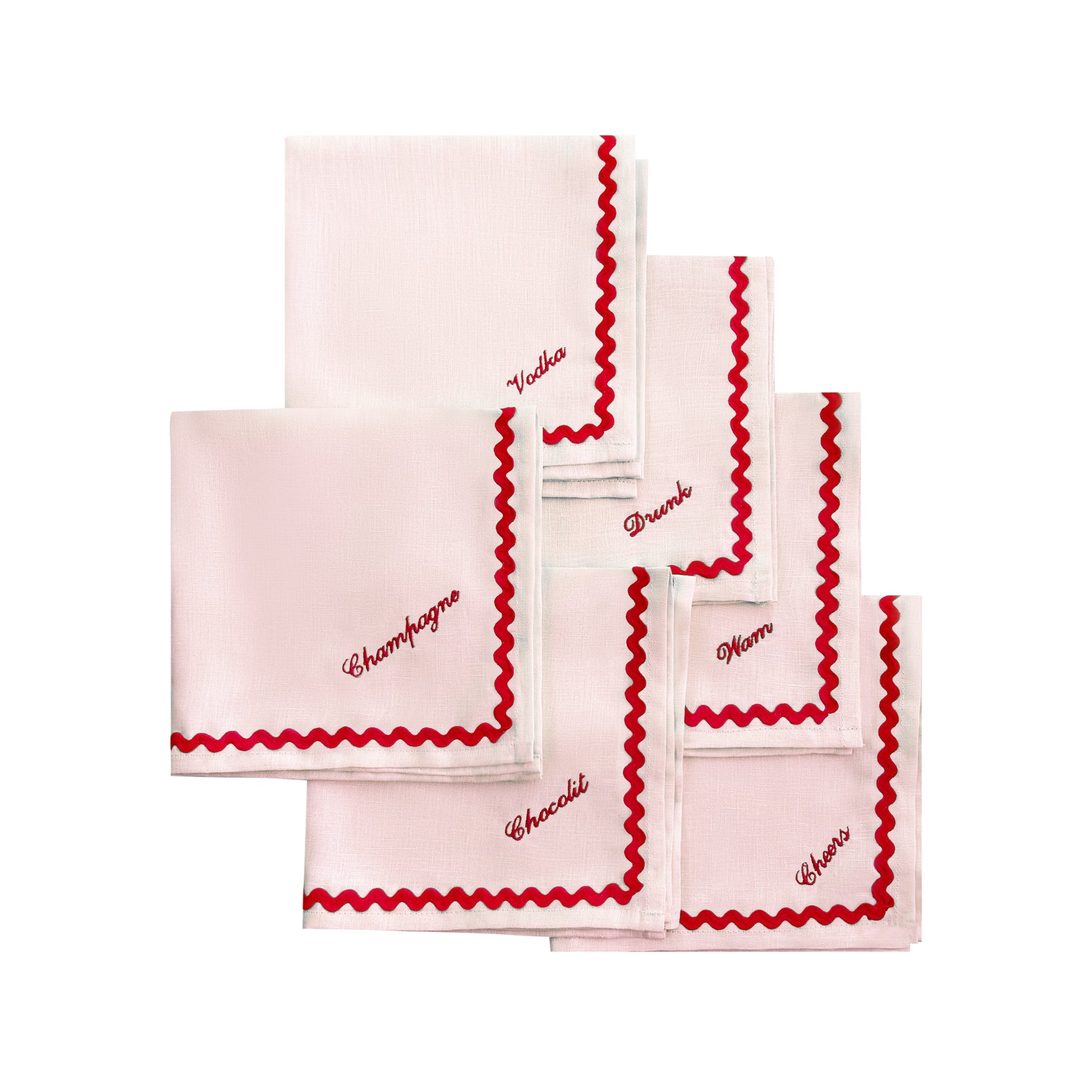 Add your own..Ric Rac Red & Pink | Personalised Napkin