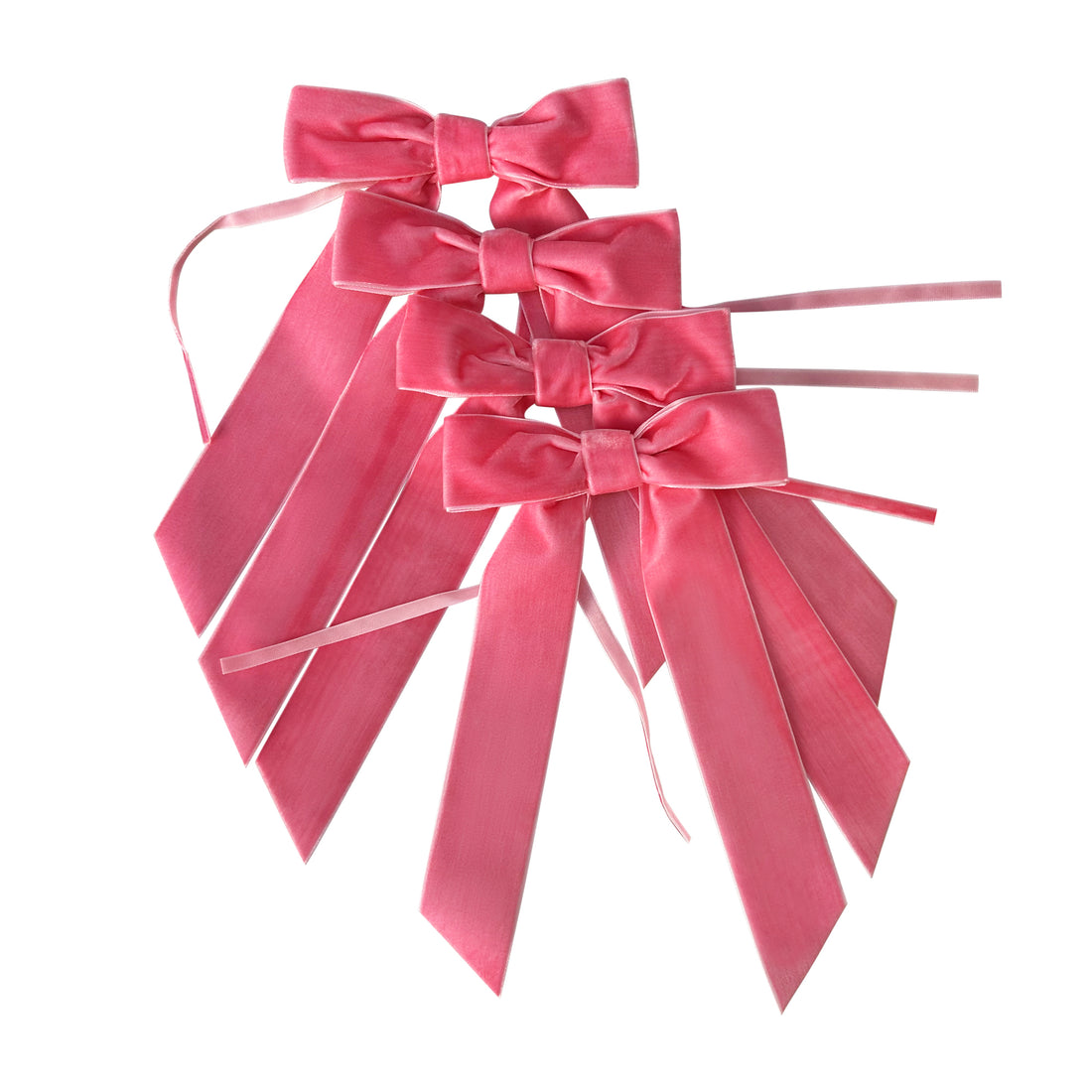 Popping Pink Velvet Napkin Bows - Set of 4