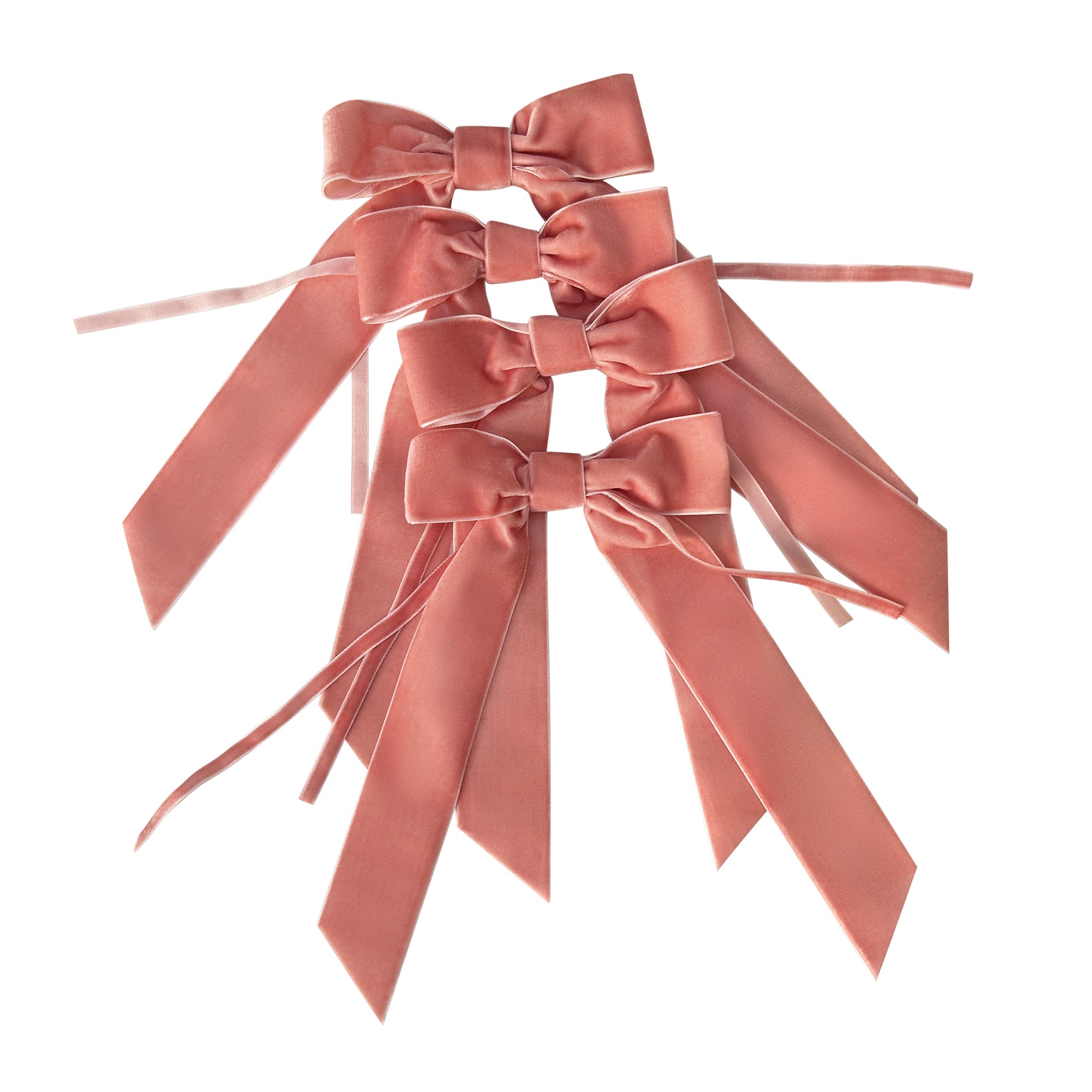 Soft Pink Velvet Napkin Bows - Set of 4