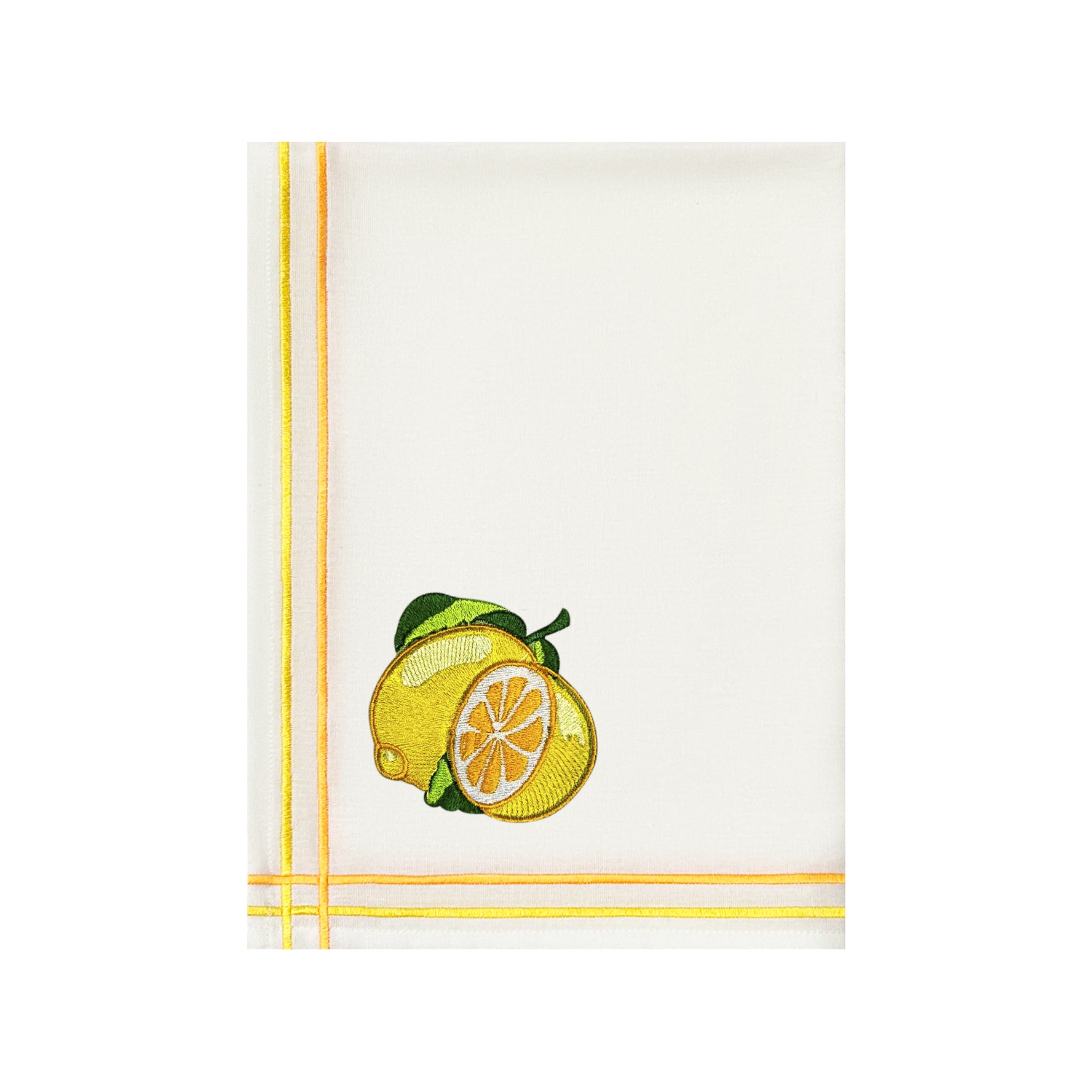 Embroidered Lemon Kitchen Tea Towels | Set of 2