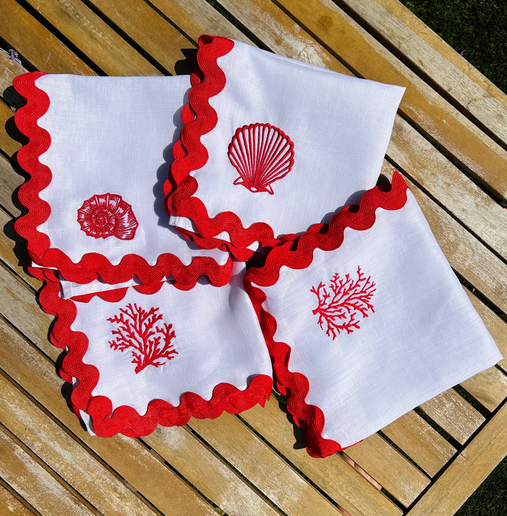 Embroidered Under the Sea Napkins  | Set of 4