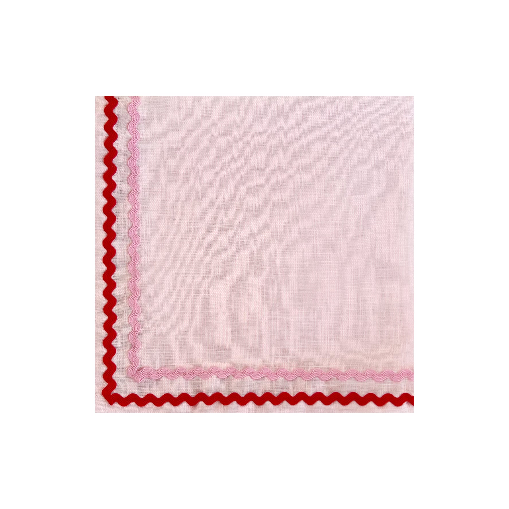 Ric Rac Pink & Red Linen Napkins | Pink | Set of 2