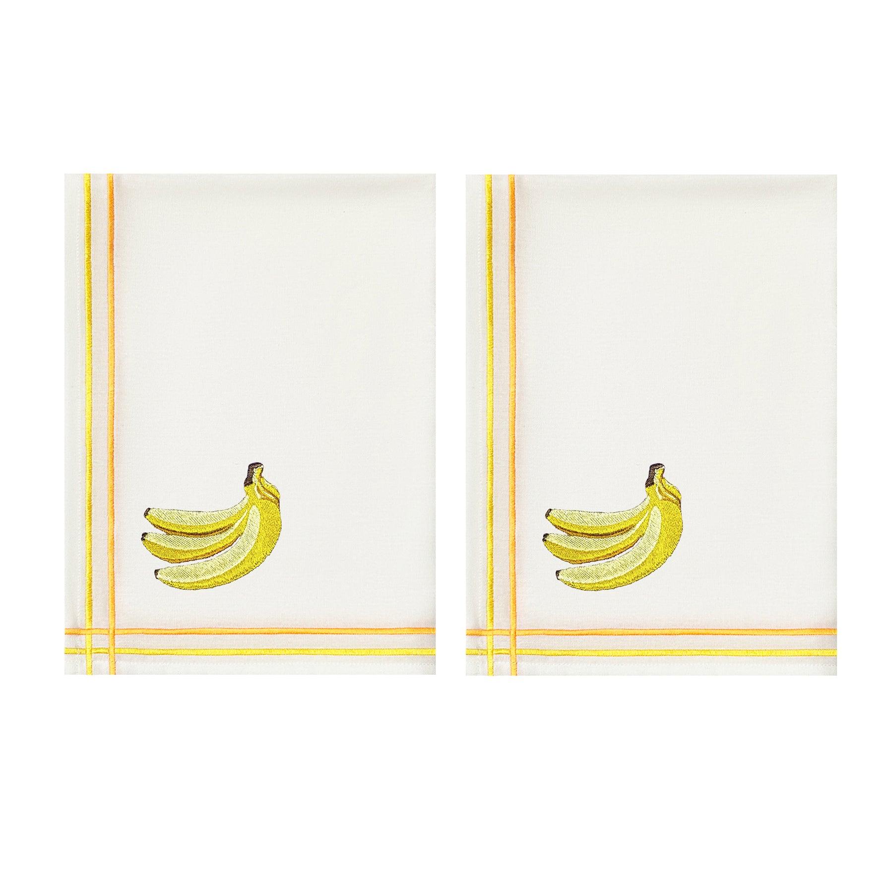 Embroidered Banana Kitchen Tea Towels | Set of 2