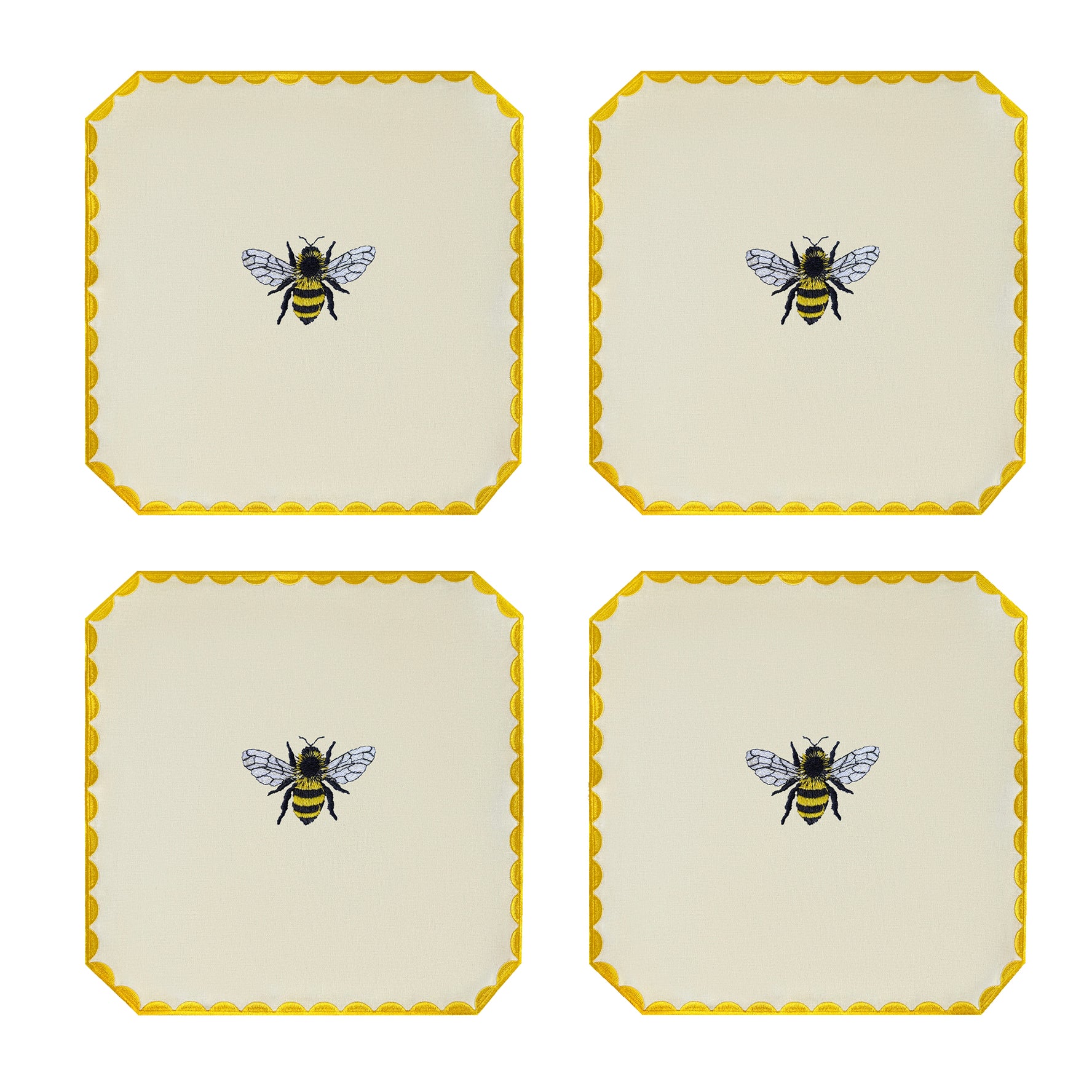 Embroidered Bee Placemats | Set of 4