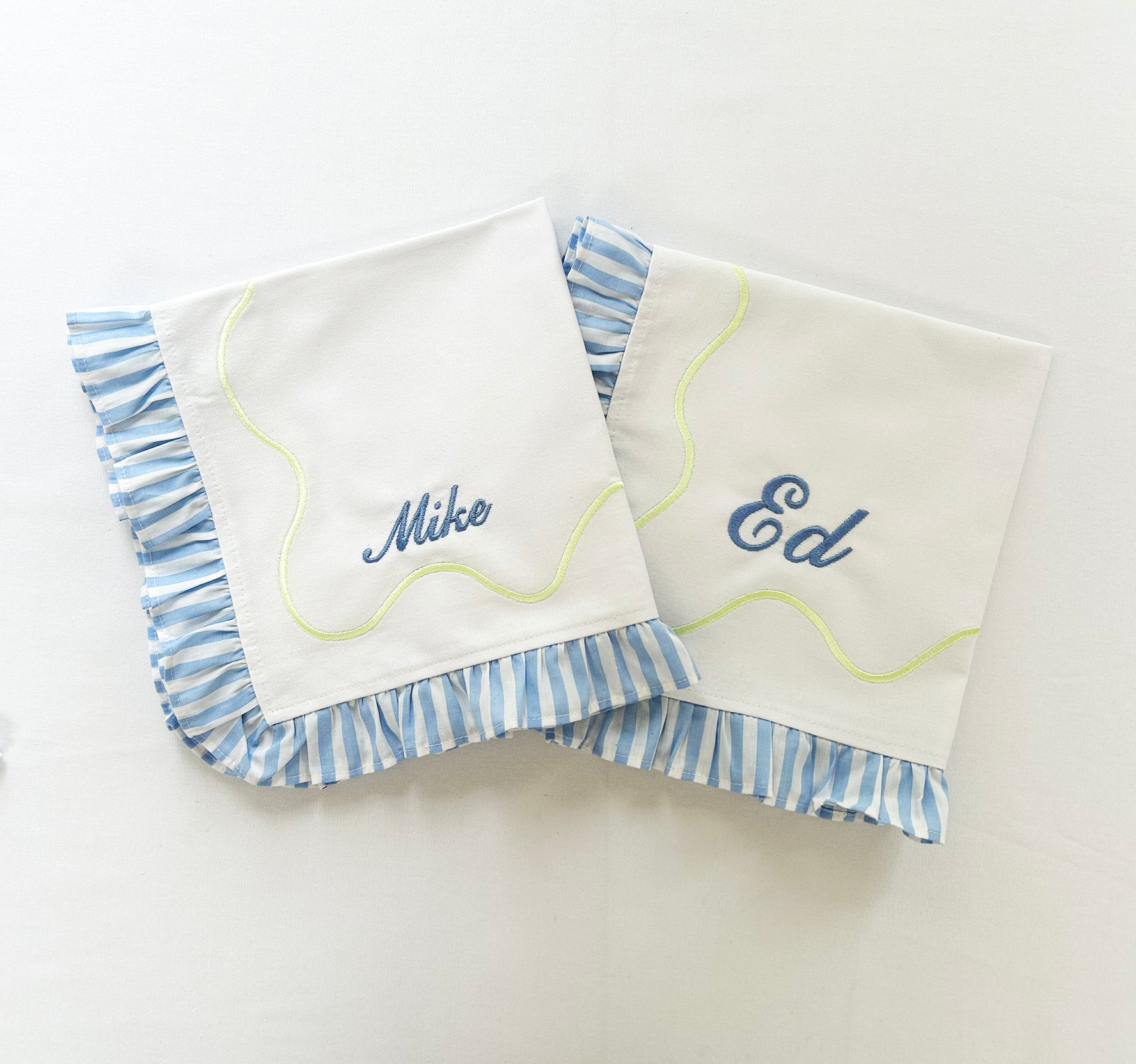 Personalised Name Place Frilly Candy Stripe Napkins | Set 4