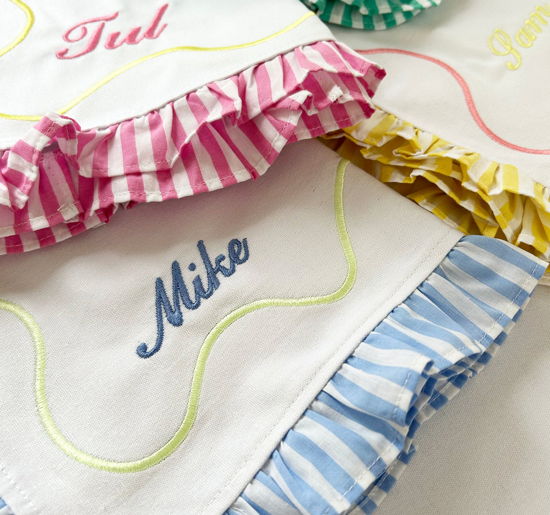 Frilly Monogrammed Candy Stripe Napkins | Set 4