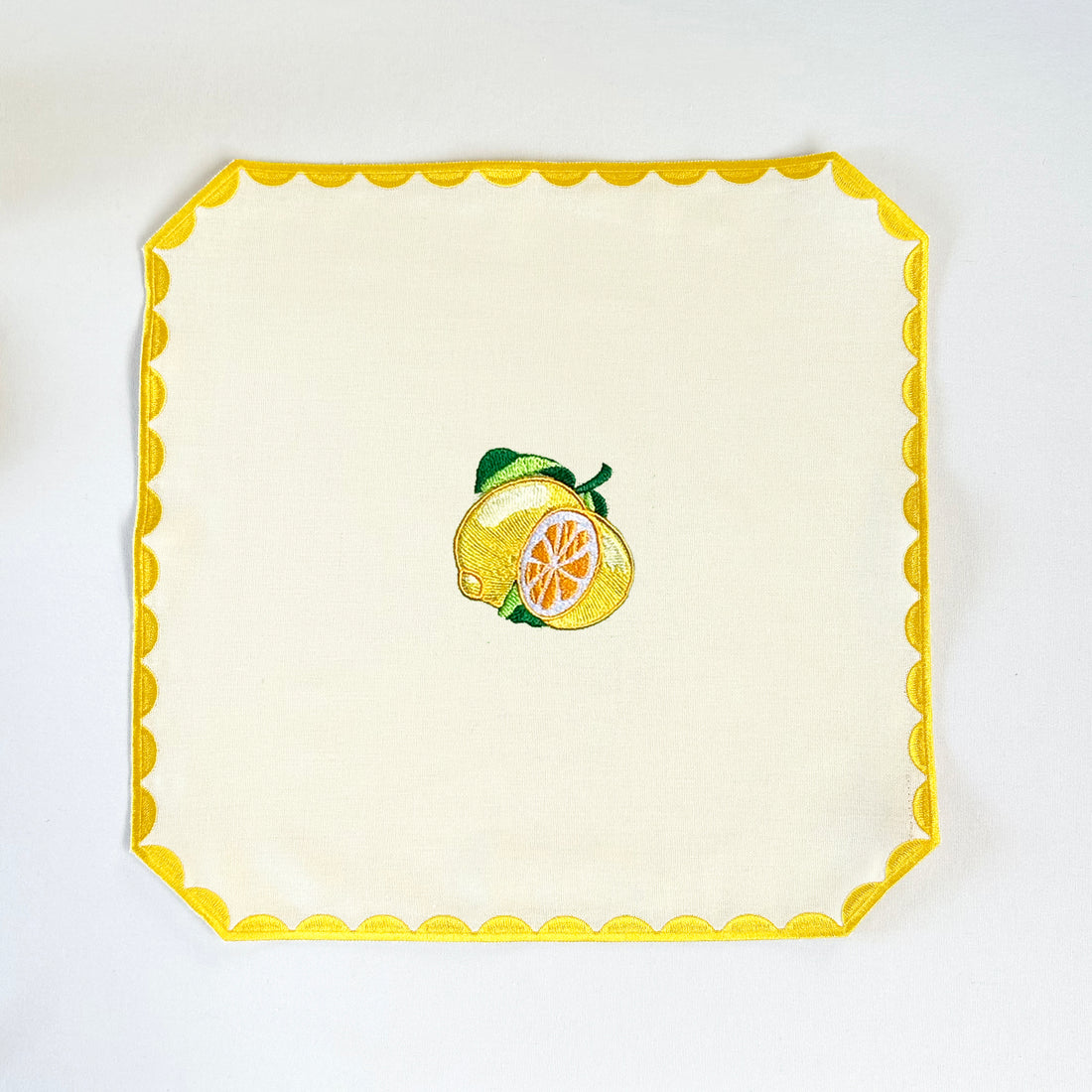 Embroidered Lemon Placemats | Set of 4