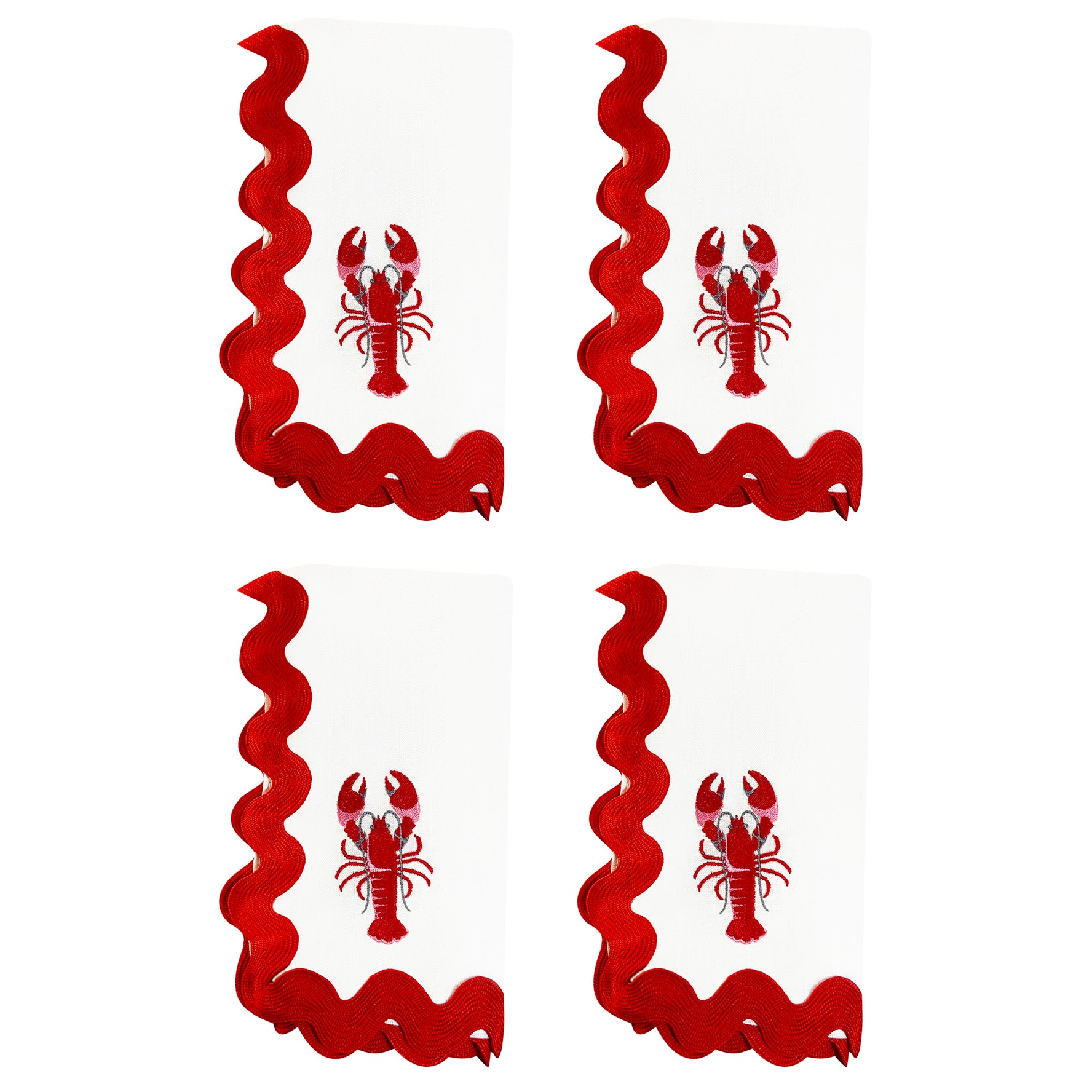 Lobster Embroidered Napkins |Set of 4