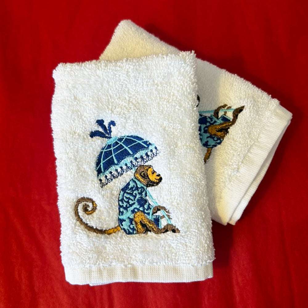 Monkey Embroidered Luxury Hand Towels