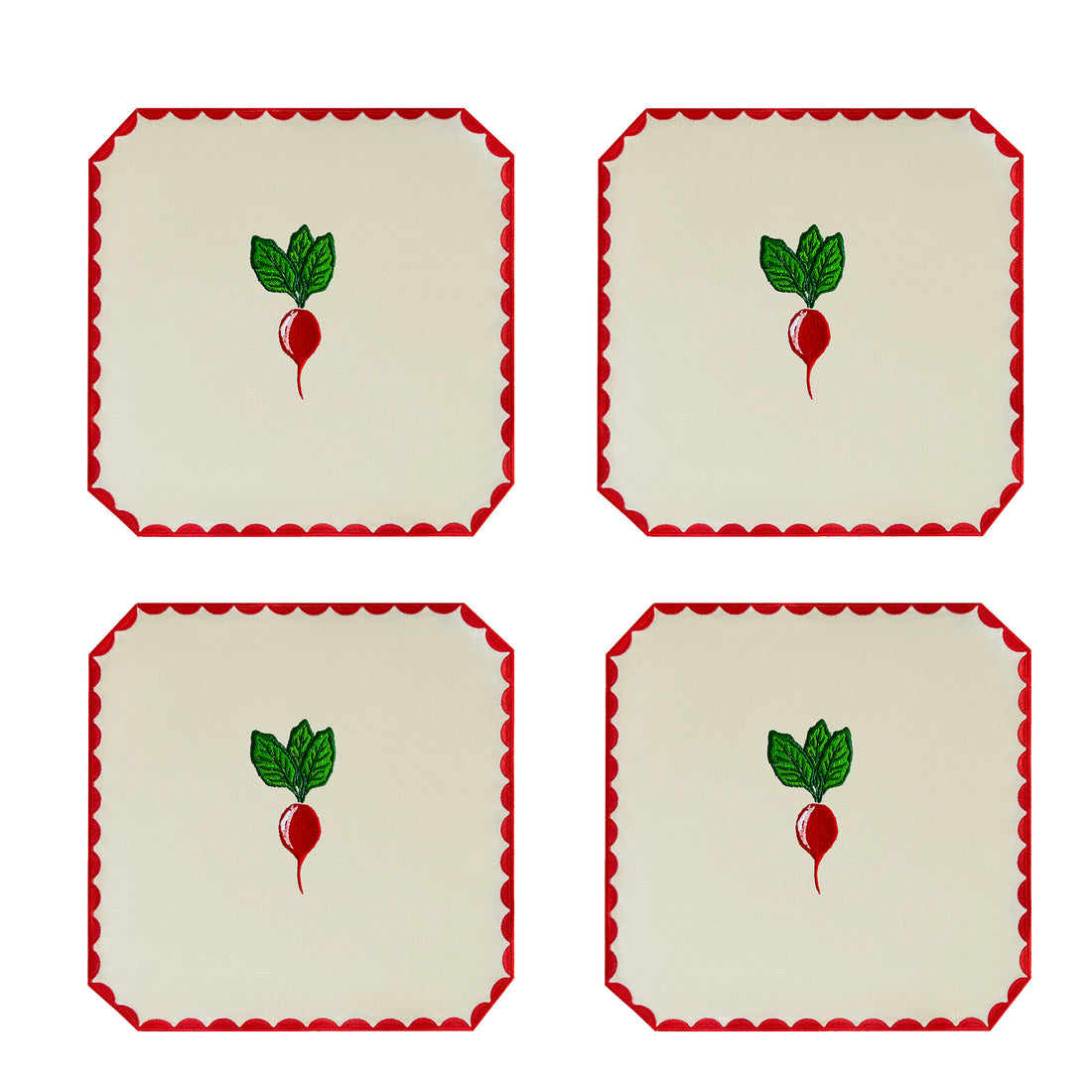 Embroidered Radish Placemats | Set of 4