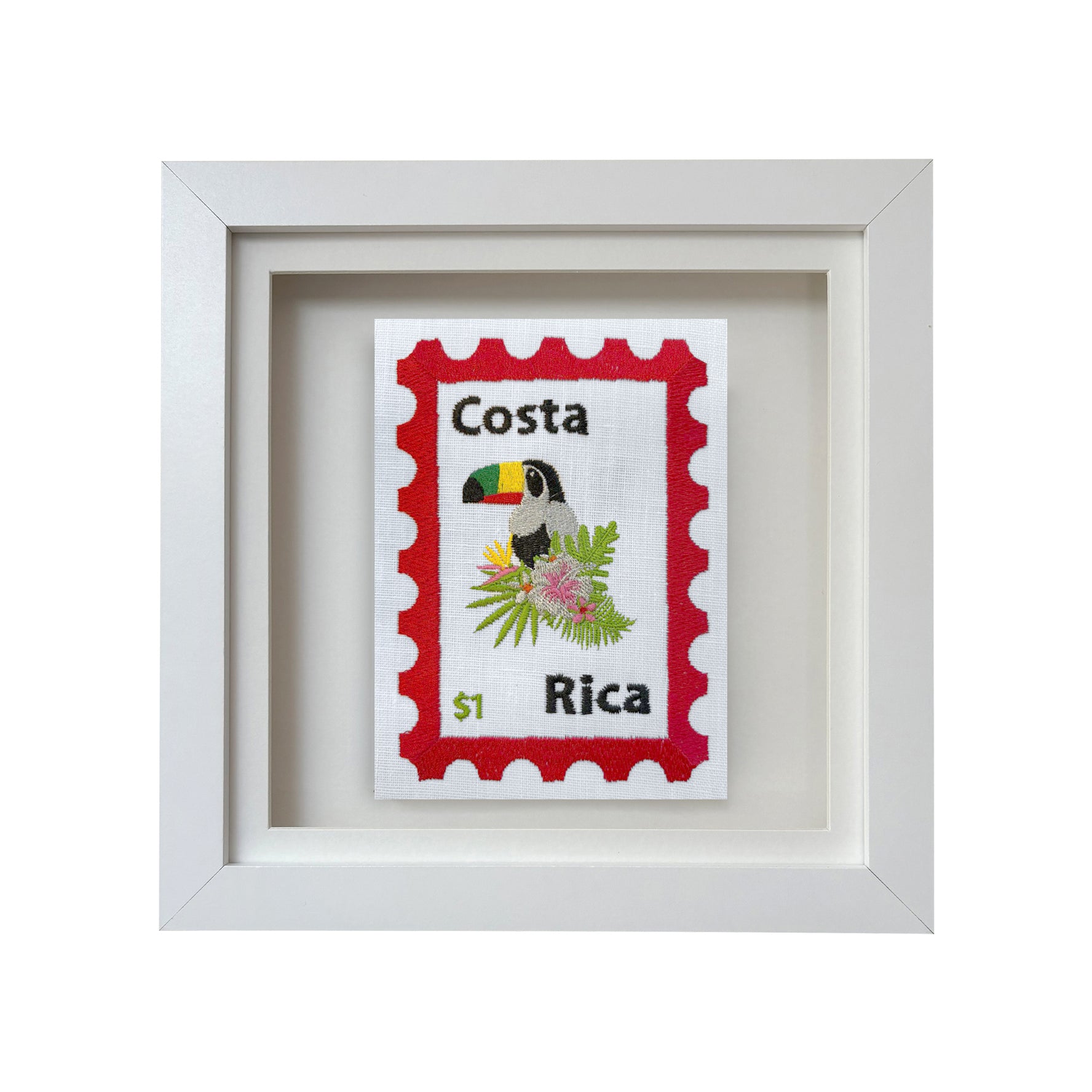 Costa Rica Embroidered Postcard Artwork