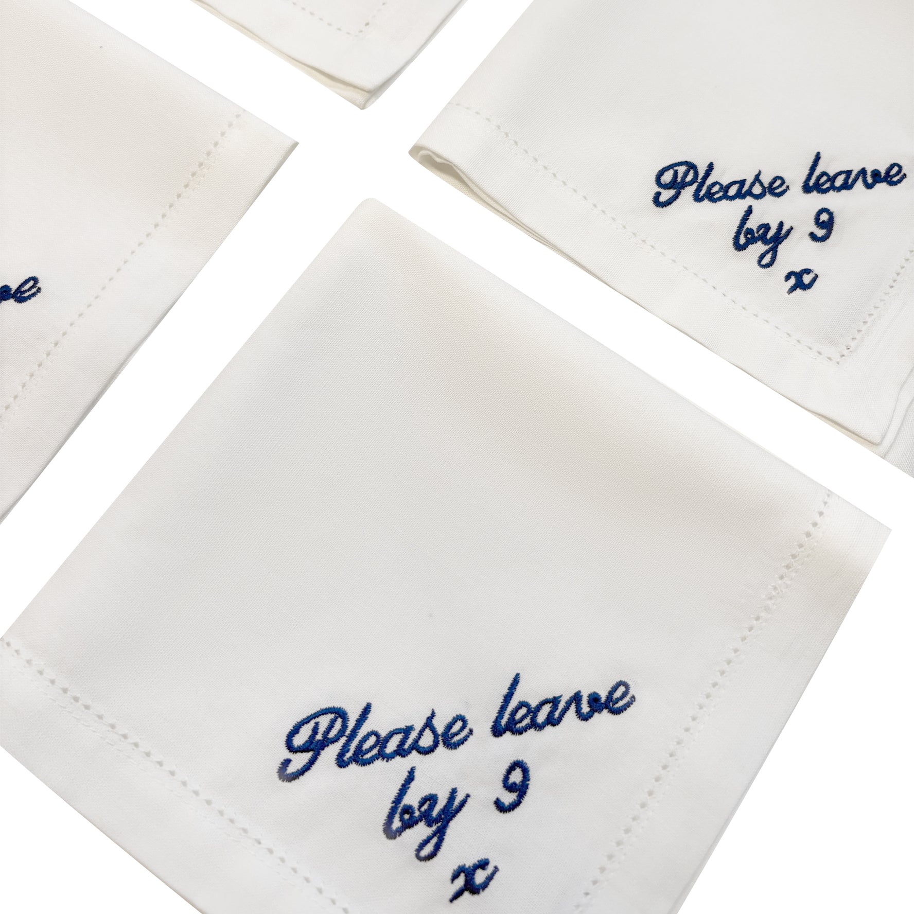 Please Leave by 9 Large Napins Navy | Set of 4