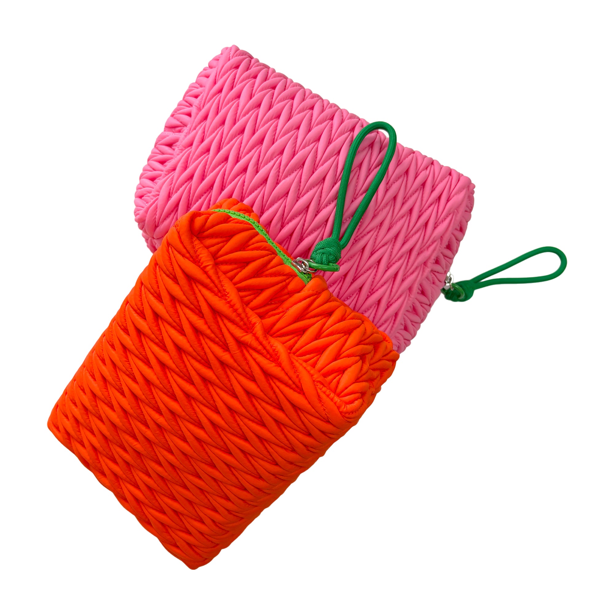 Lillyloves squishy orange makeup bag, soft fabric wash bag with zipper closure, designed for storing cosmetics and toiletries.