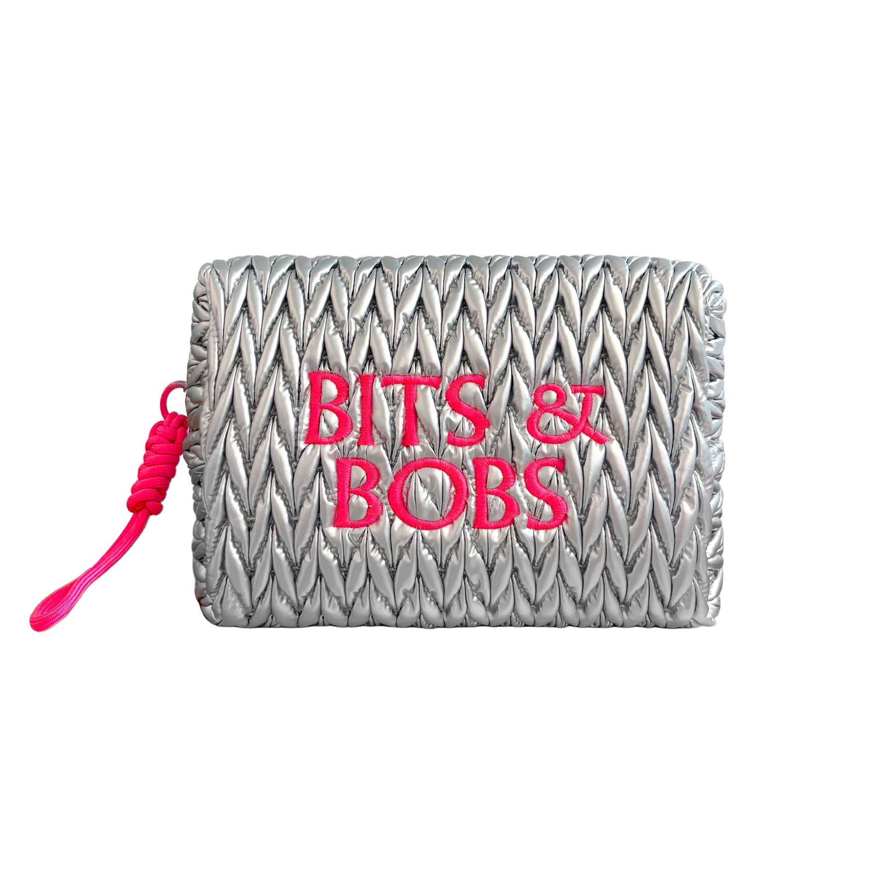 Silver LillyLovesLTD Bits & Bobs cosmetic wash bag with a sleek, compact design and zipper closure for toiletries and makeup storage.