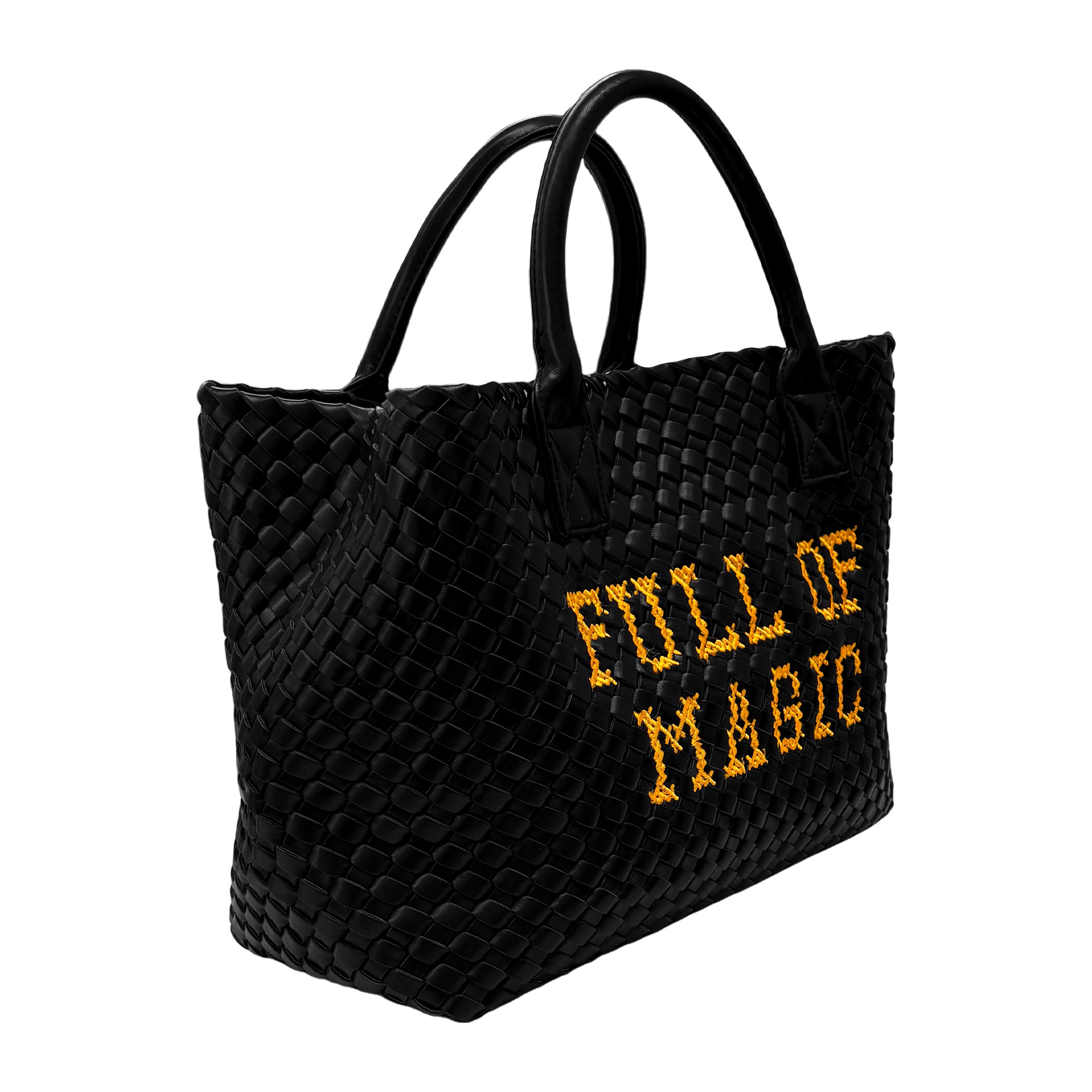 Vegan Full Of Magic wash bag by Lilly Loves, stylish black bag with vibrant magic-themed design and zip closure.