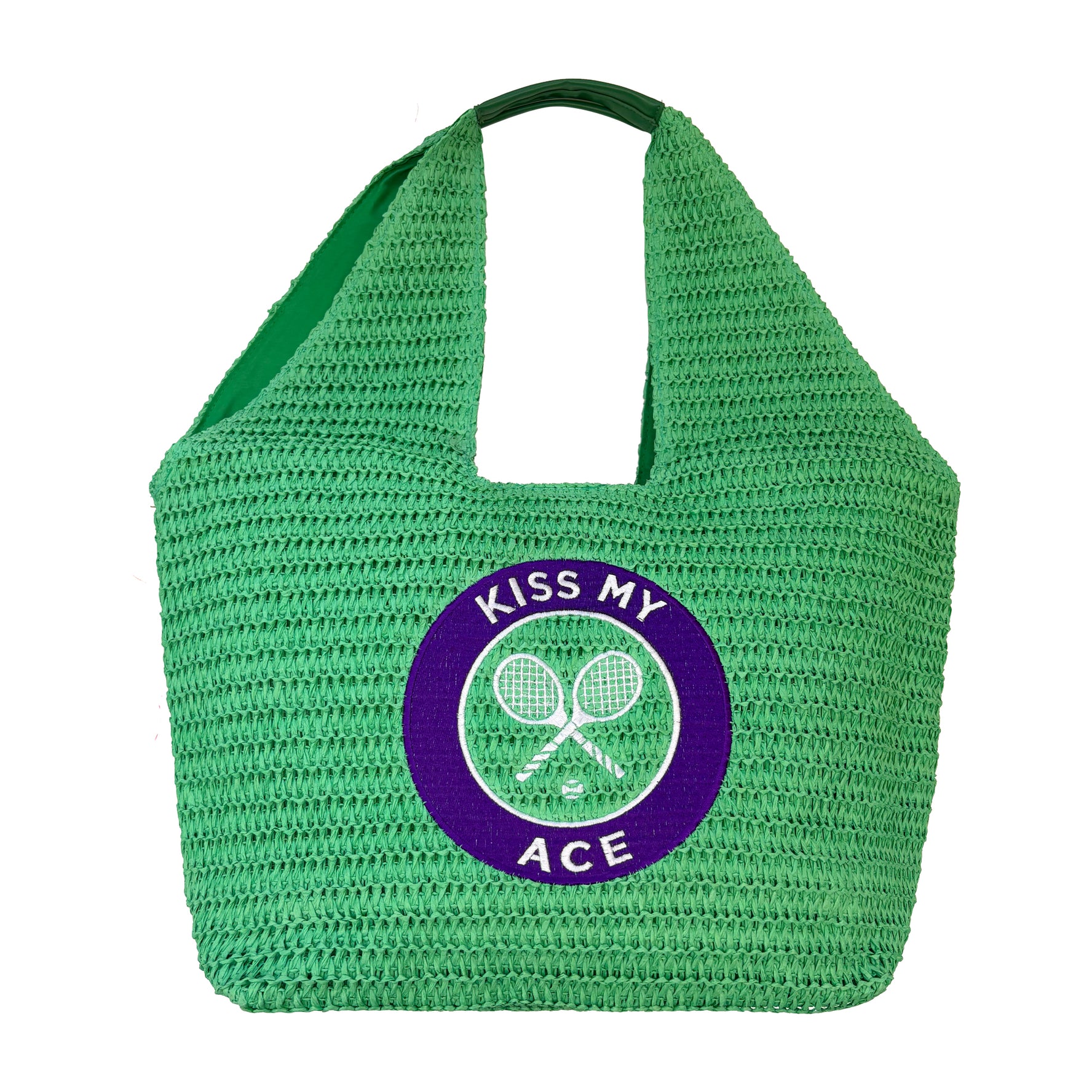 Lilly Loves Wimbledon Kiss My Ace oversized handbag with bold tennis-themed print and spacious design for everyday use