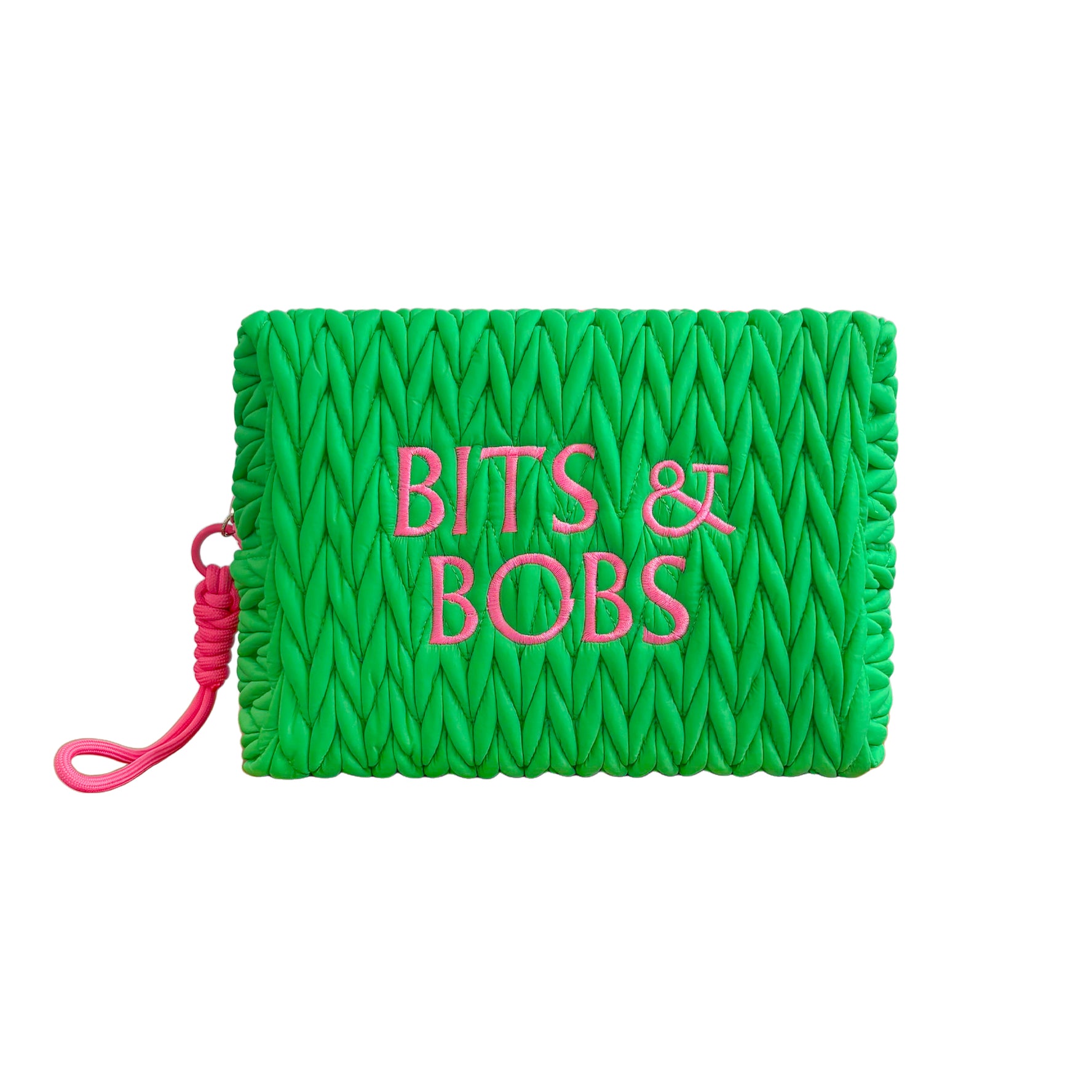 Green LillyLovesLTD Bits & Bobs cosmetic wash bag with zipper closure and compact design for travel and storage.