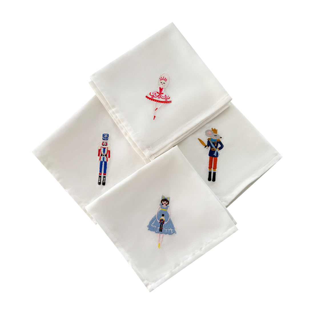 Christmas Nutcracker Embroidered Napkins | Set 4