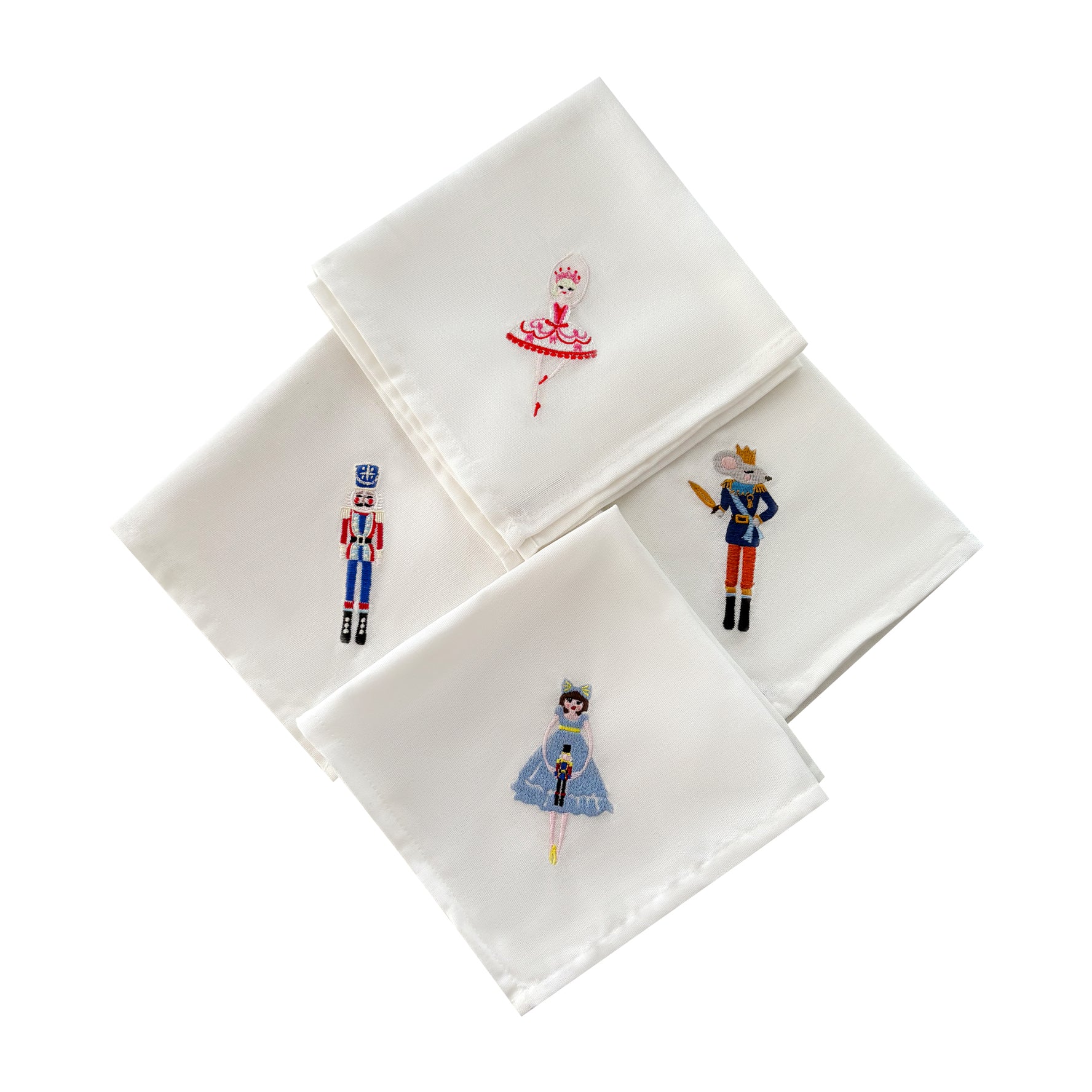 Christmas Nutcracker Embroidered Napkins | Set 4