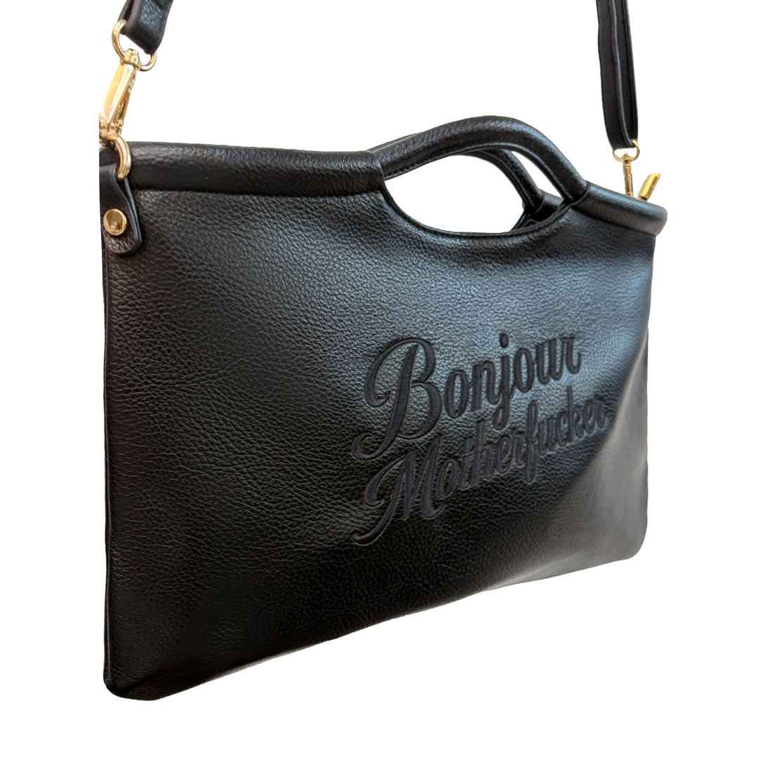 Bonjour Motherfucker Black Vegan Leather Clutch