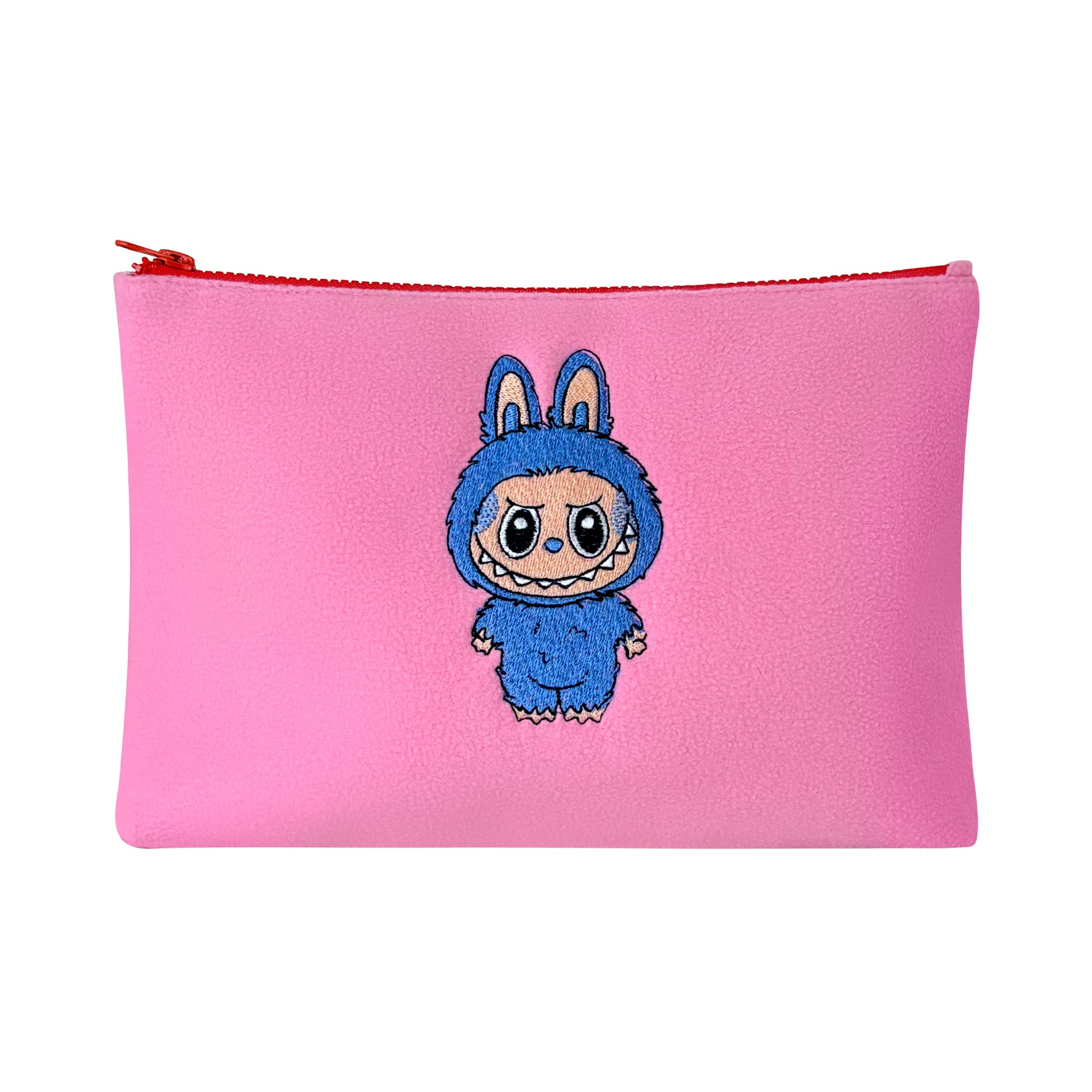 Pink Labubu Embroidered Plush Pouch