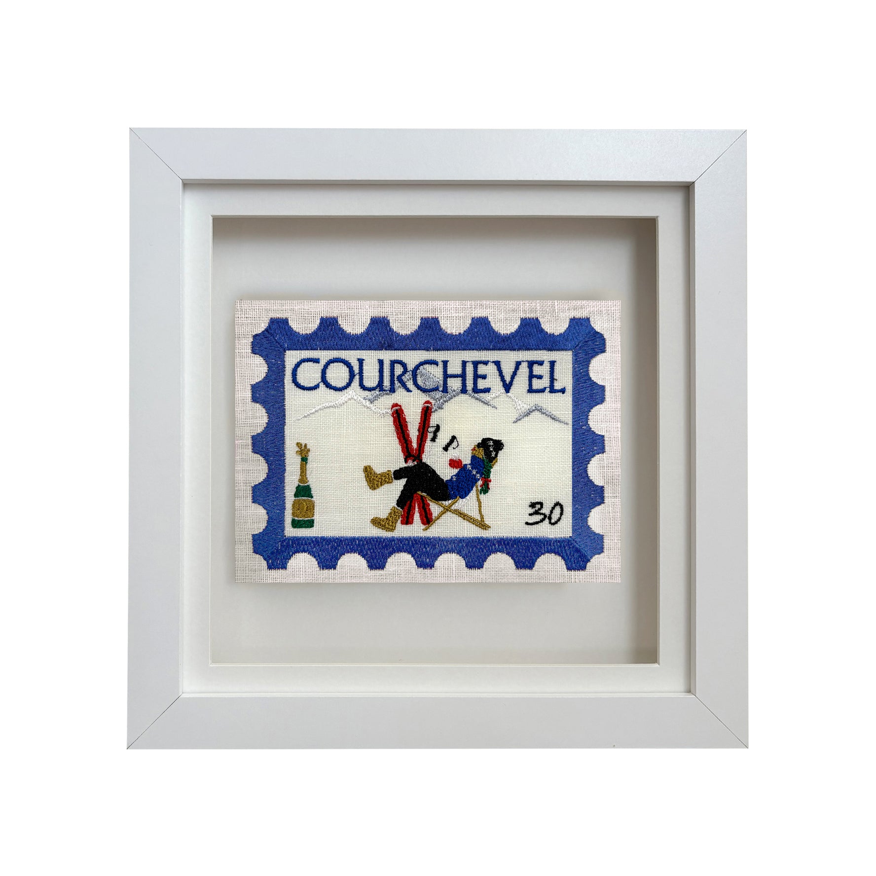 Courchevel Embroidered Postcard Artwork