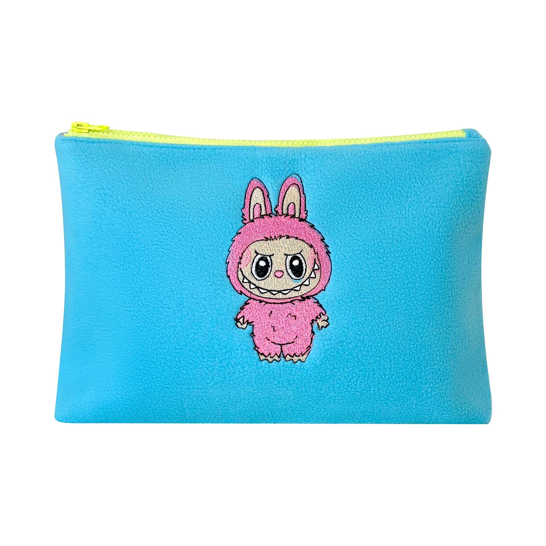 Blue Labubu Embroidered Plush Pouch