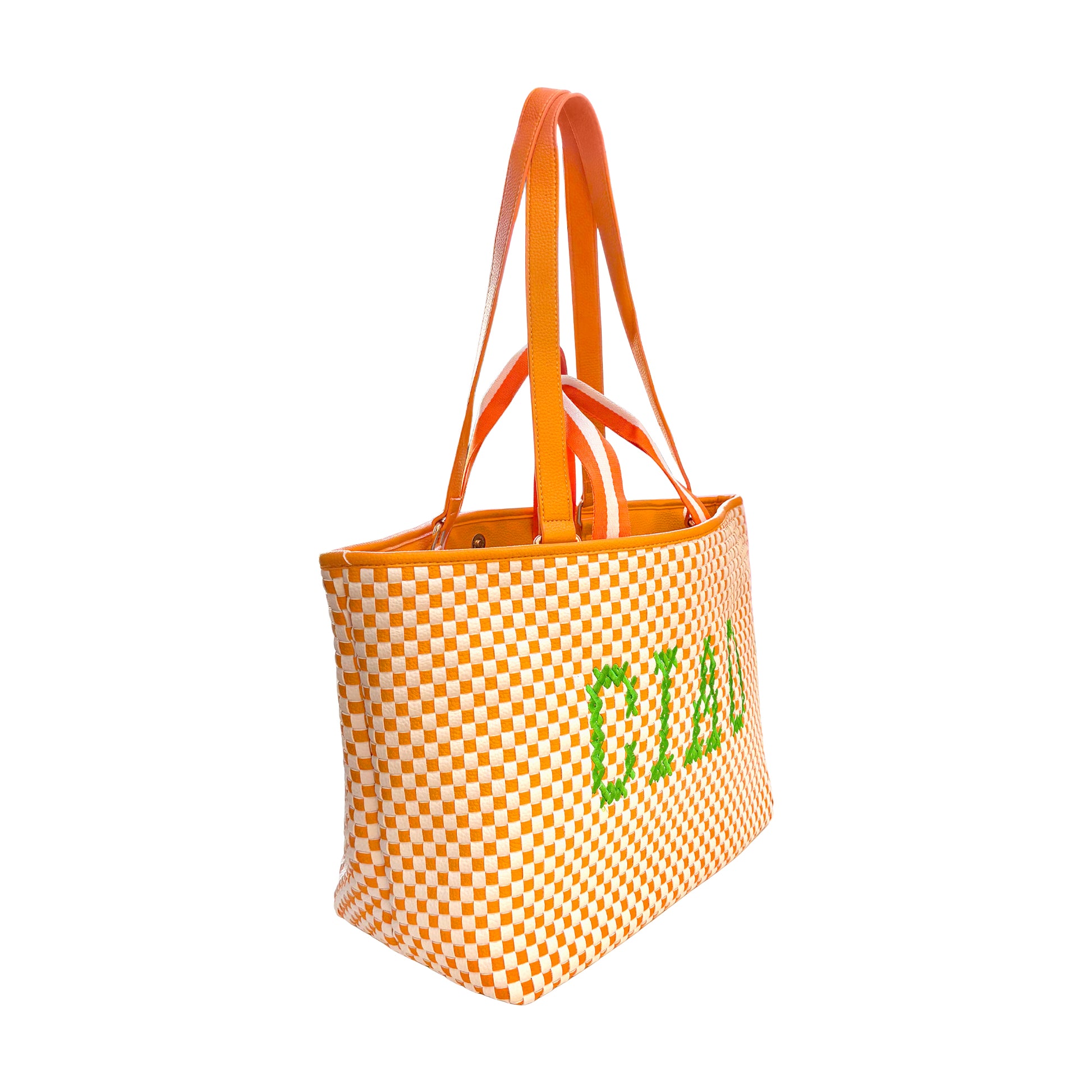 Orange Lilly Loves Ciao Summer shoulder bag with a vibrant design, featuring a compact, zippered storage solution for travel or daily use.