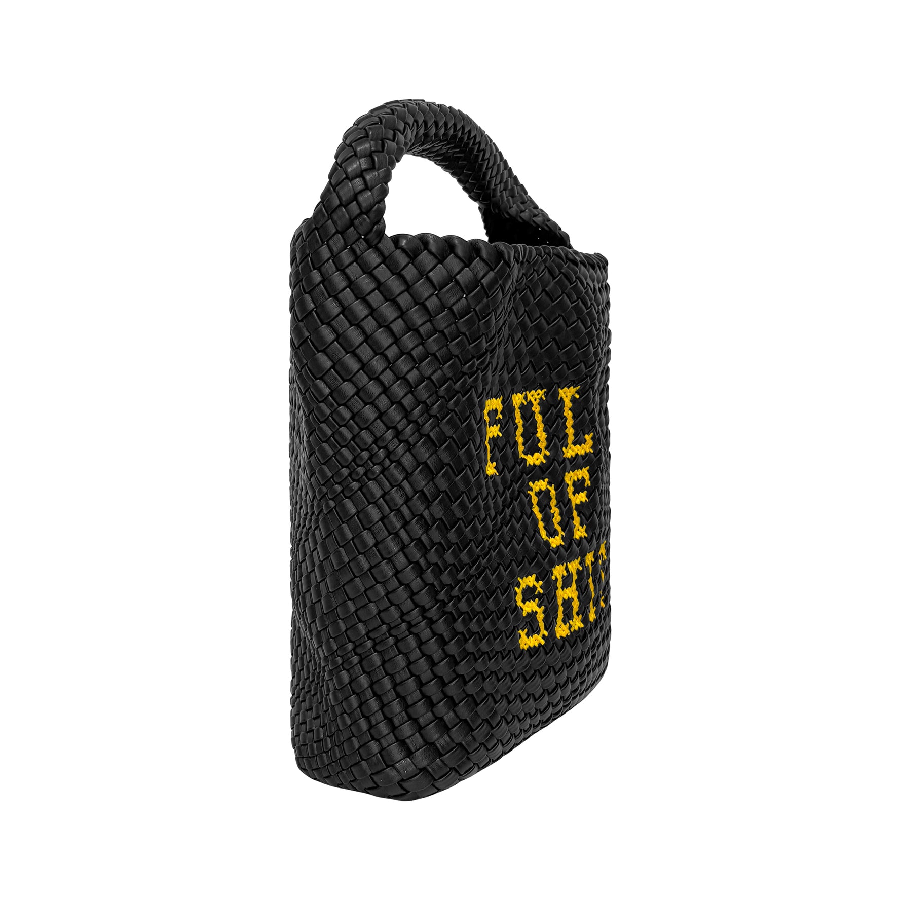 Black Embroidered Bucket Bag