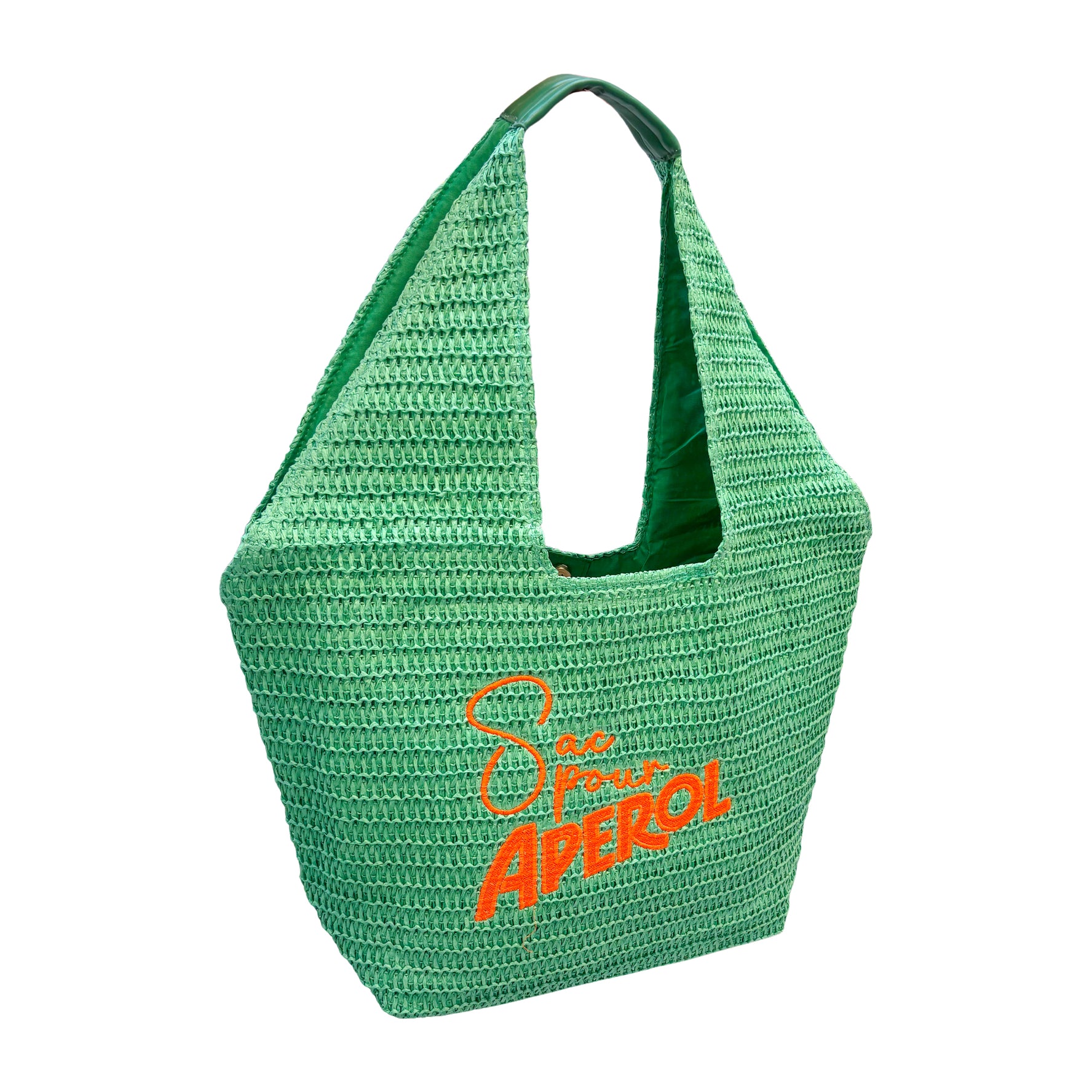 Oversized Lilly Loves Aperol-themed beach handbag with vibrant orange and white design, perfect for summer beach outings.