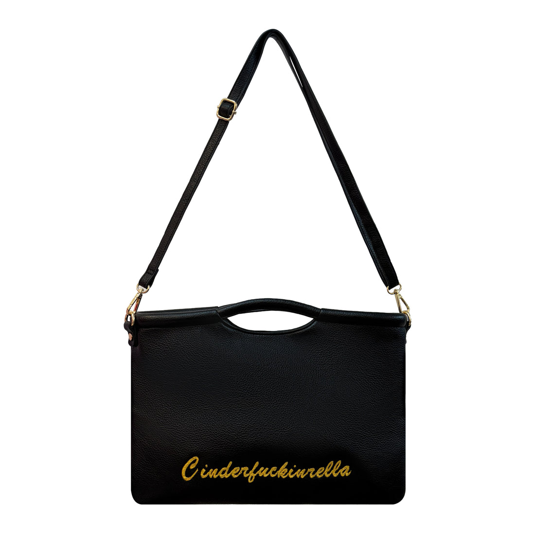 Cinderfuckinrella Black Vegan Leather Clutch