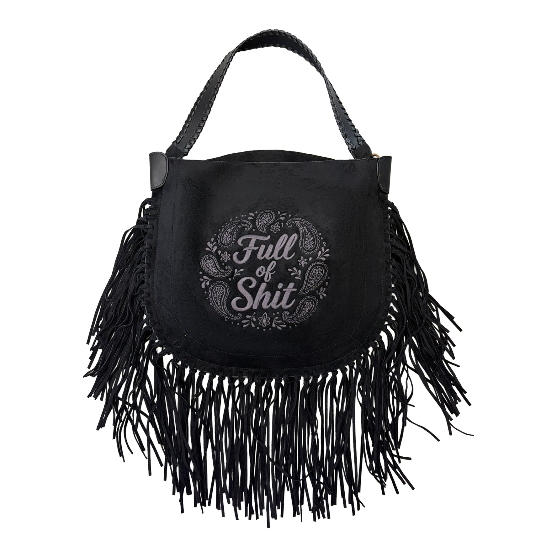 Full of Shit Paisley Black Tassel Handbag