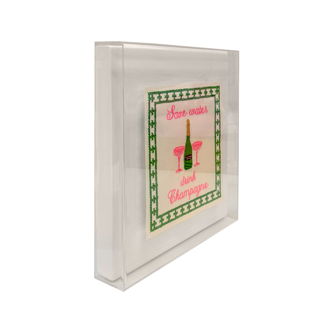 Save Water Drink Champagne Embroidered Artwork Print