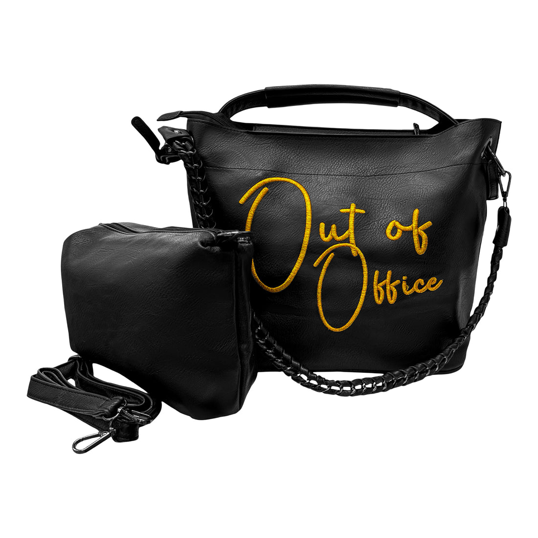 Lilly Loves Out Of Office handbag showing stylish leather tote with top handles and minimalist design.