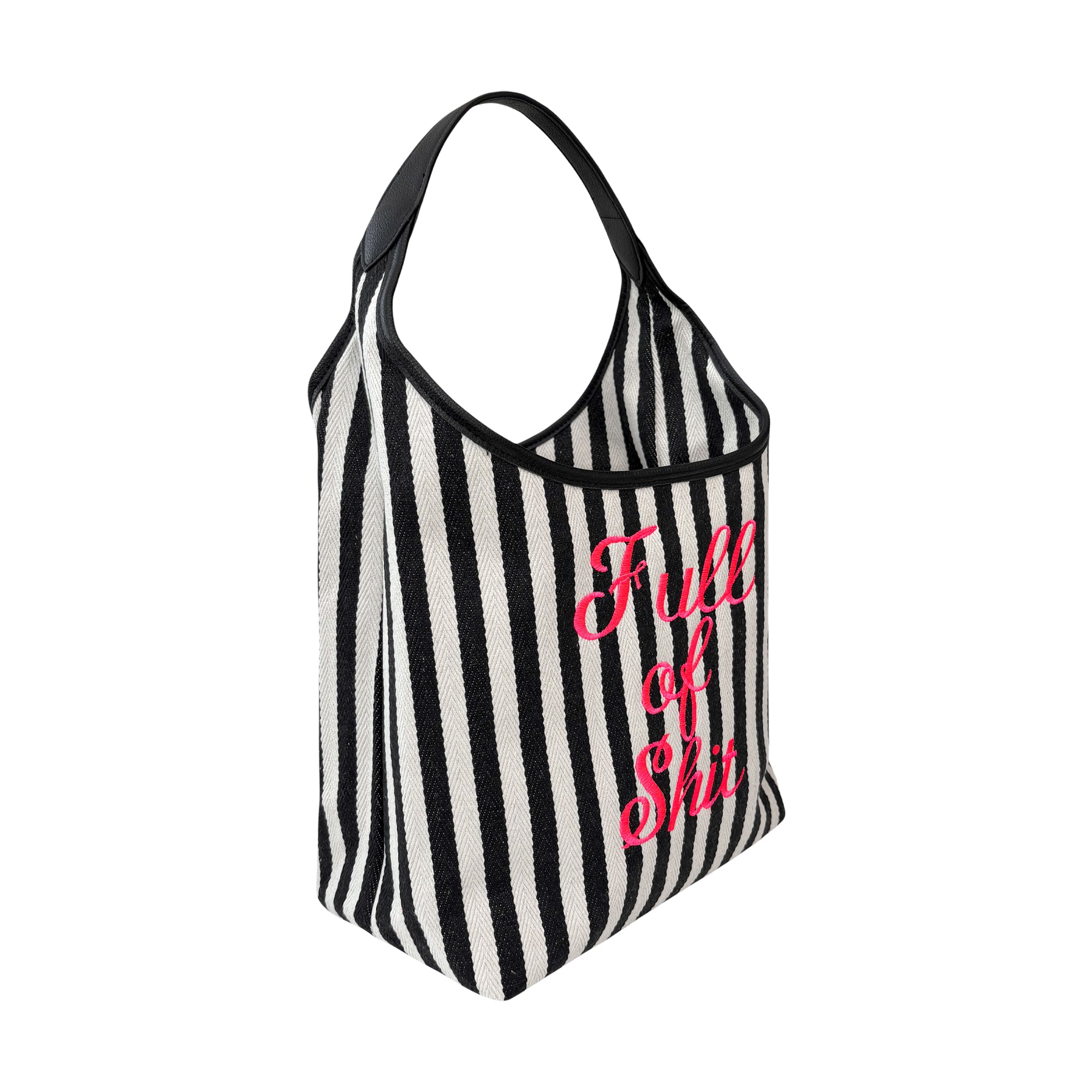 Neon pink Lilly Loves full-of-shit handbag with bold design, featuring a rectangular shape and top handle, vibrant and eye-catching.