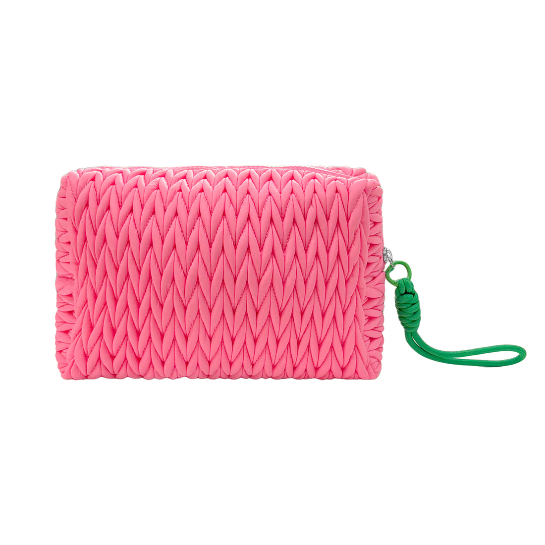 Pink squishy makeup bag by Lillyloves, soft and plush wash bag with zipper closure, perfect for cosmetics and toiletries.