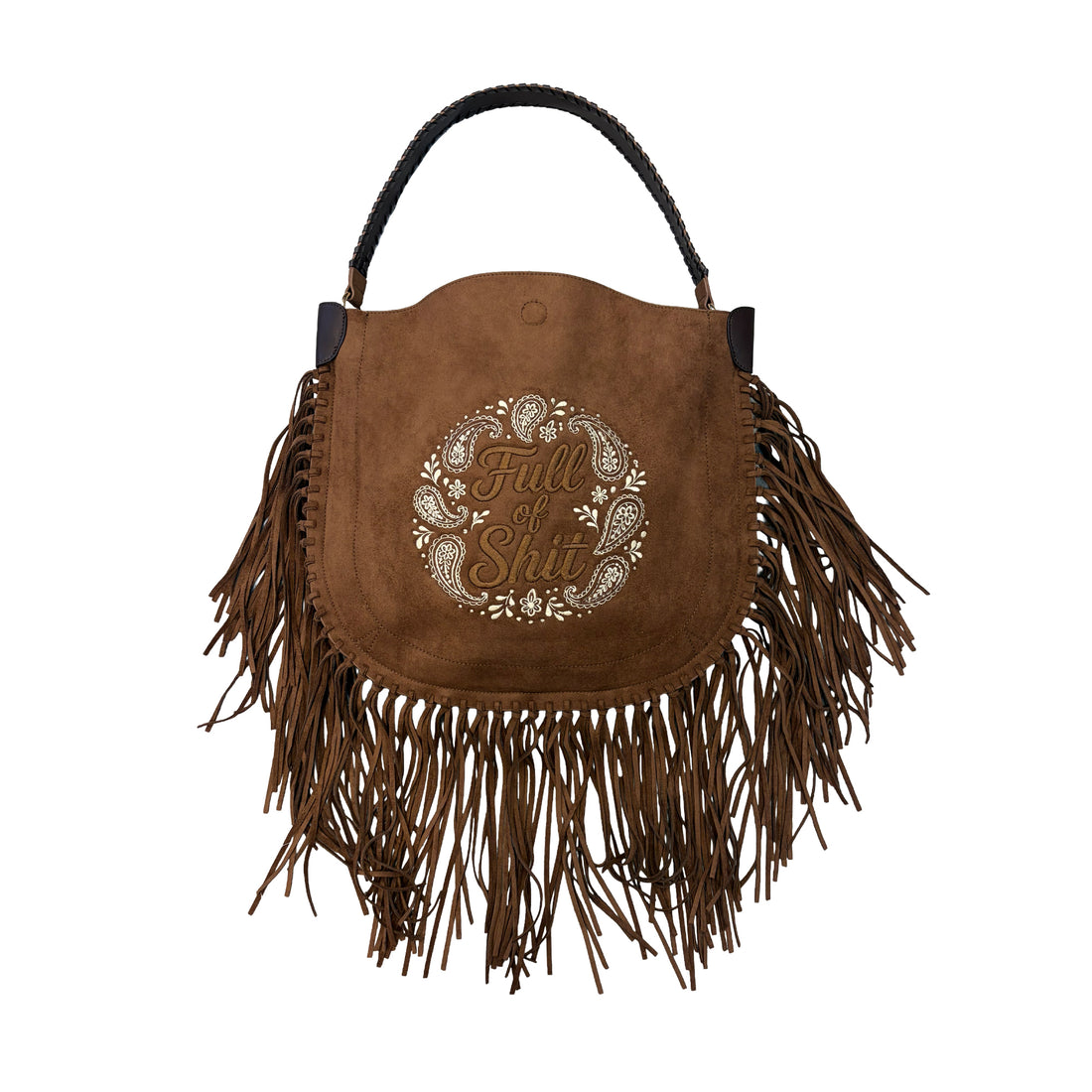 Full of Shit Paisley Chocolate Tassel Handbag