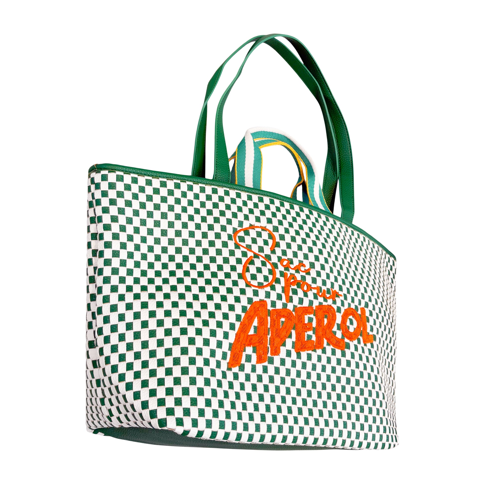 Lilly Loves green chequered Aperol handbag with a stylish hand strap and compact design.