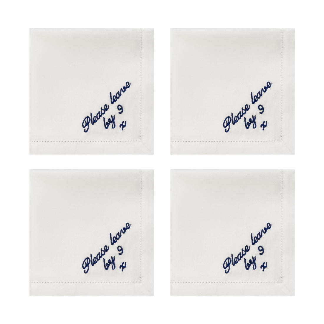 Please Leave by 9 Large Napins Navy | Set of 4