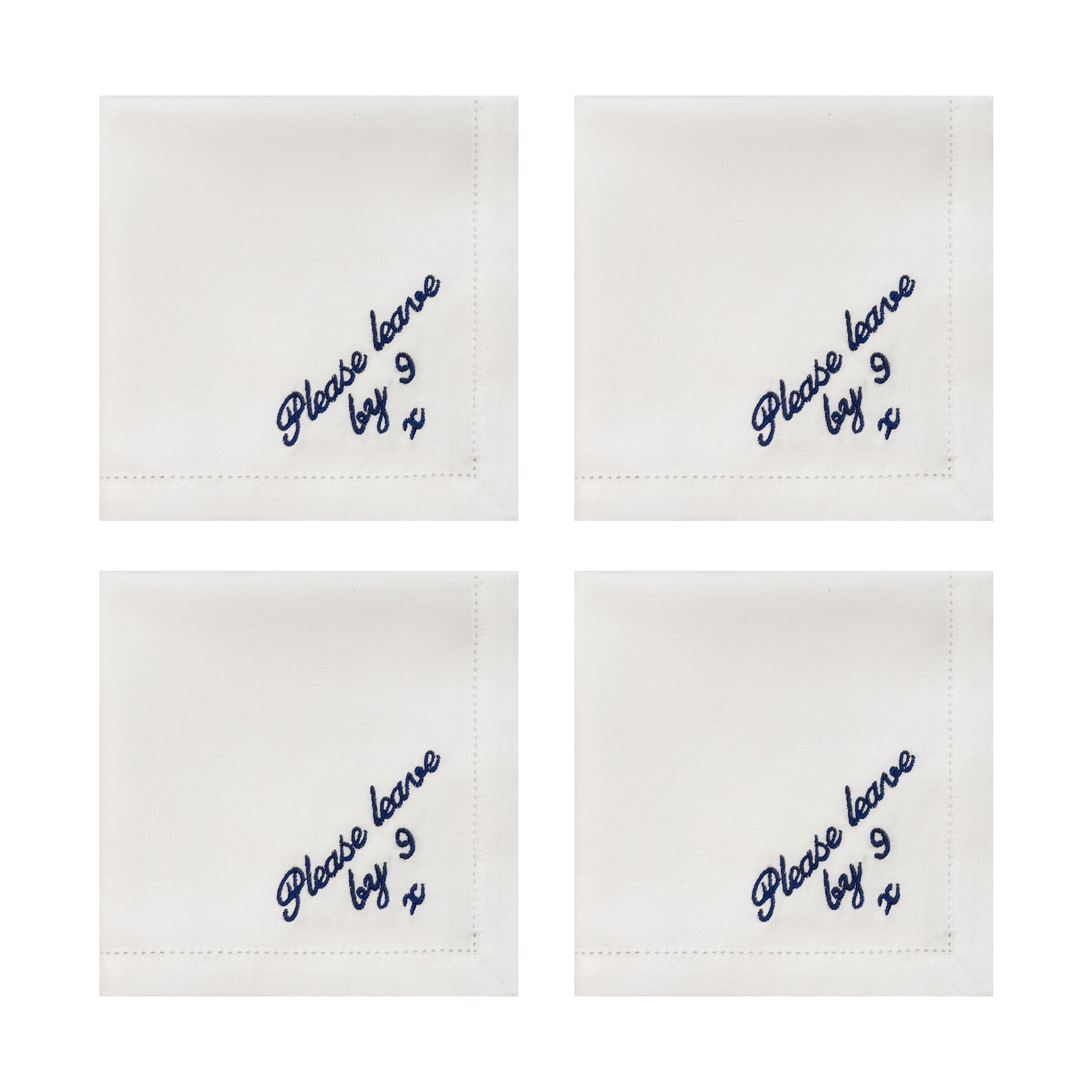 Please Leave by 9 Large Napins Navy | Set of 4