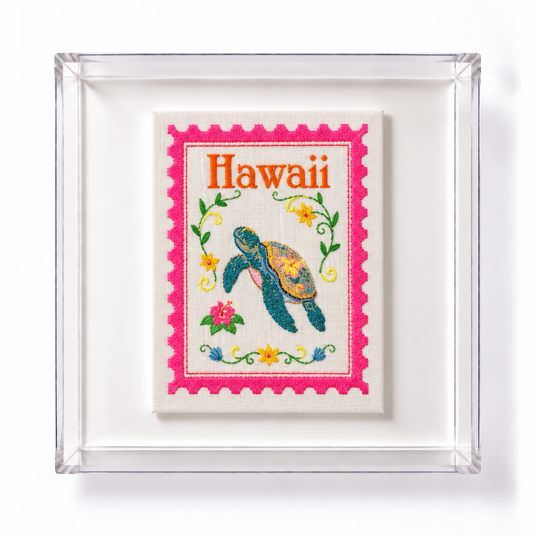 Hawaii Embroidered Stamp Artwork