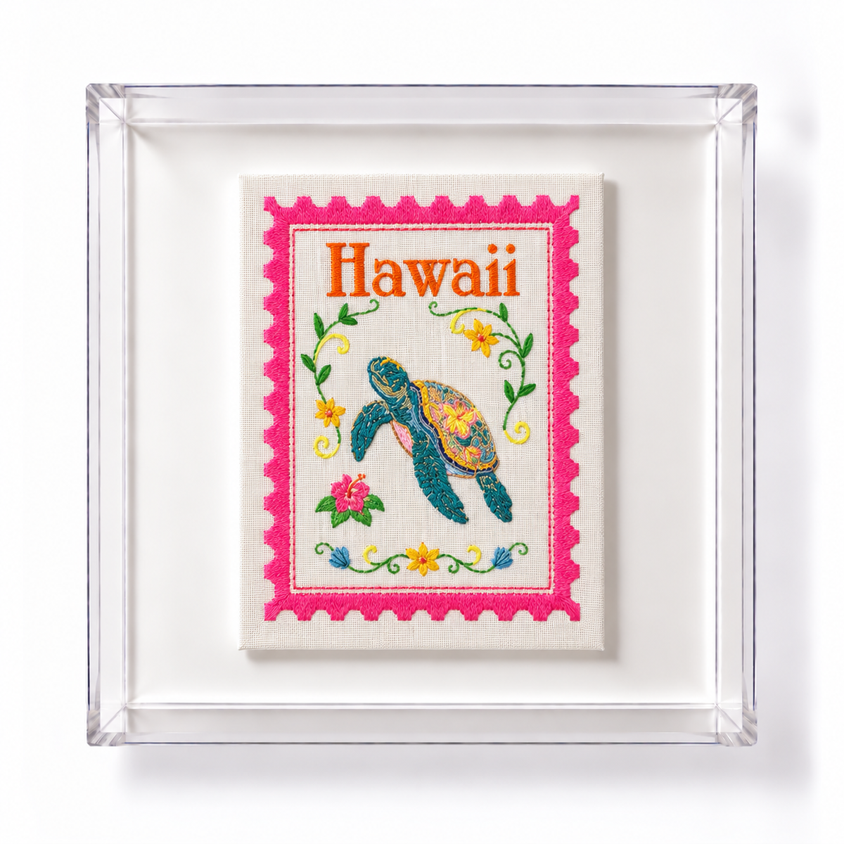 Hawaii Embroidered Stamp Artwork