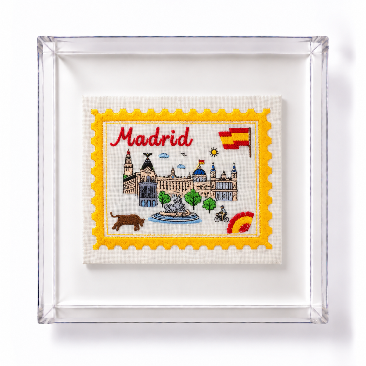 Madrid Embroidered Stamp Artwork