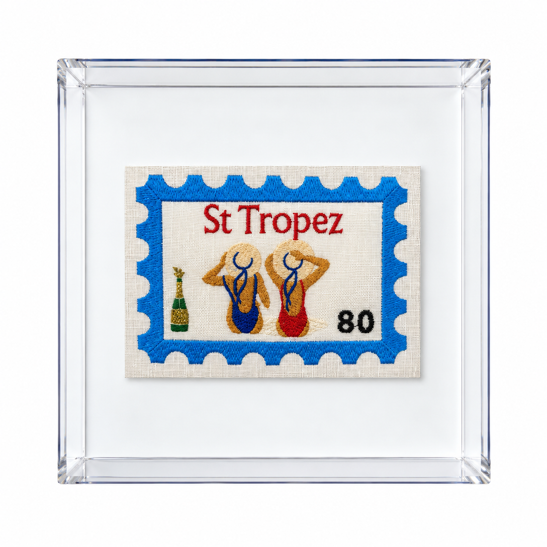 St Tropez Embroidered Postcard Artwork