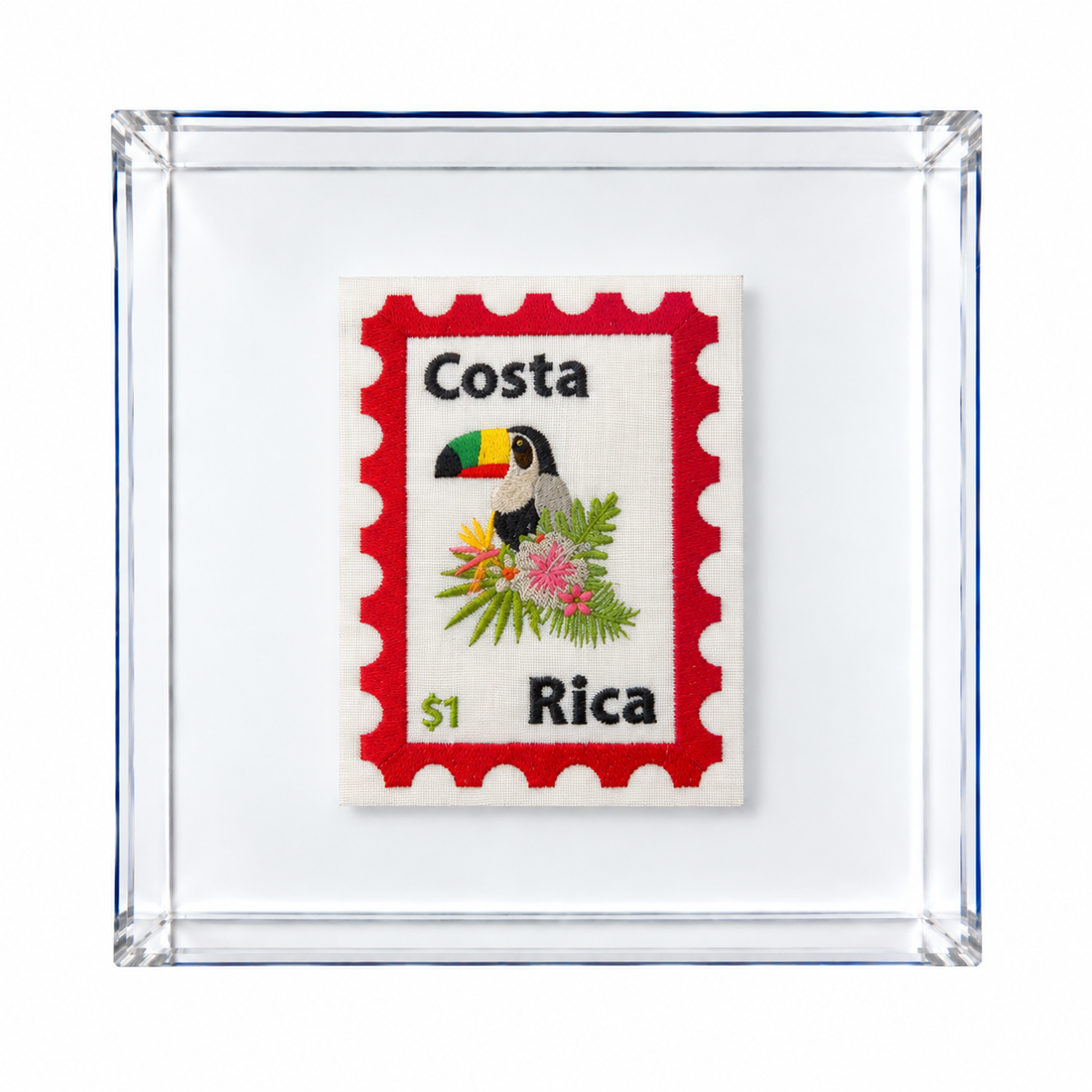 Costa Rica Embroidered Postcard Artwork