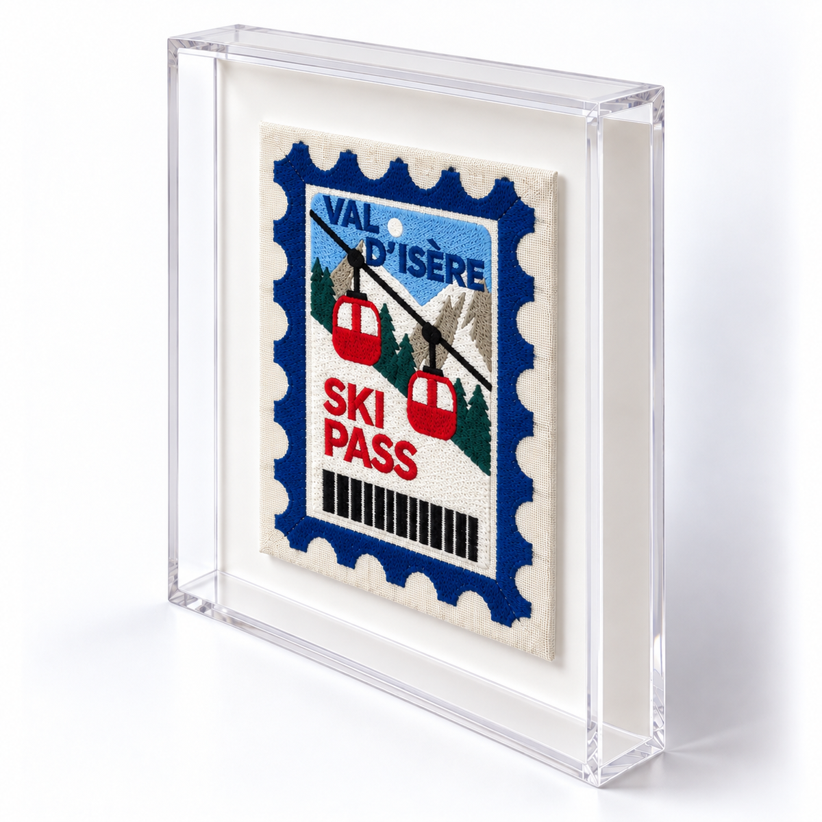Val D'isere Embroidered Postcard Artwork