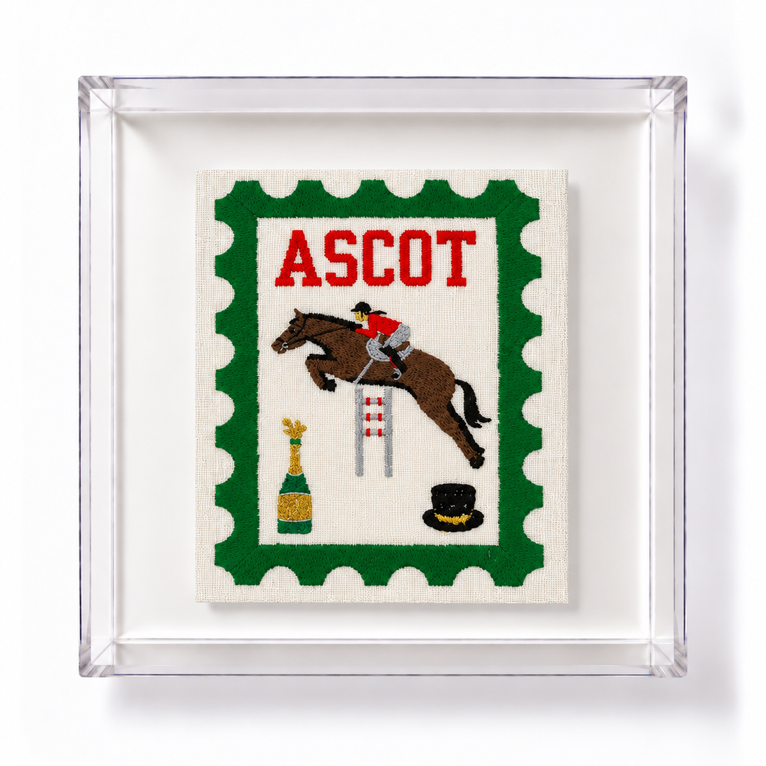 Ascot Embroidered Postcard Artwork