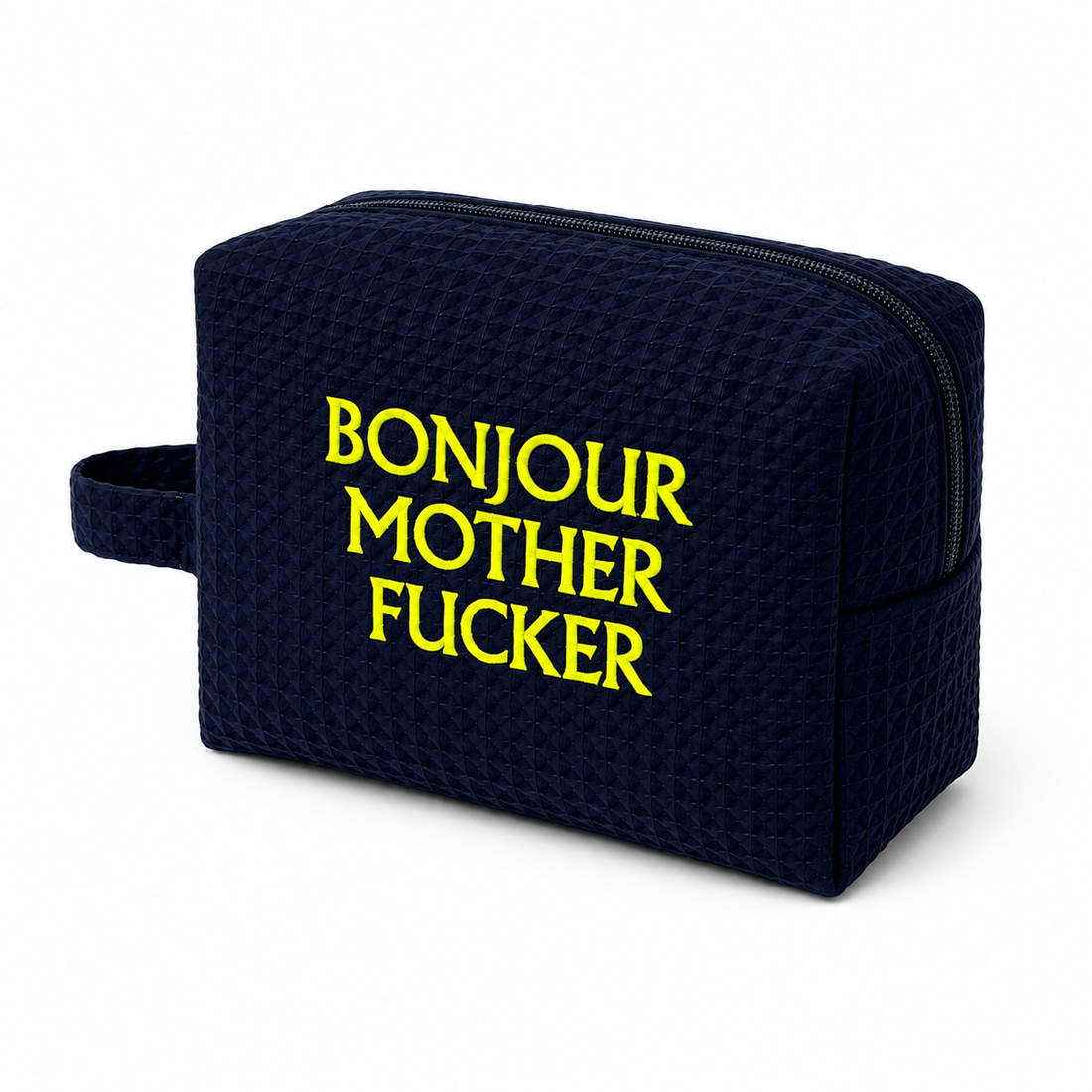 Bonjour MF Navy Waffle Weave Cosmetic Bag