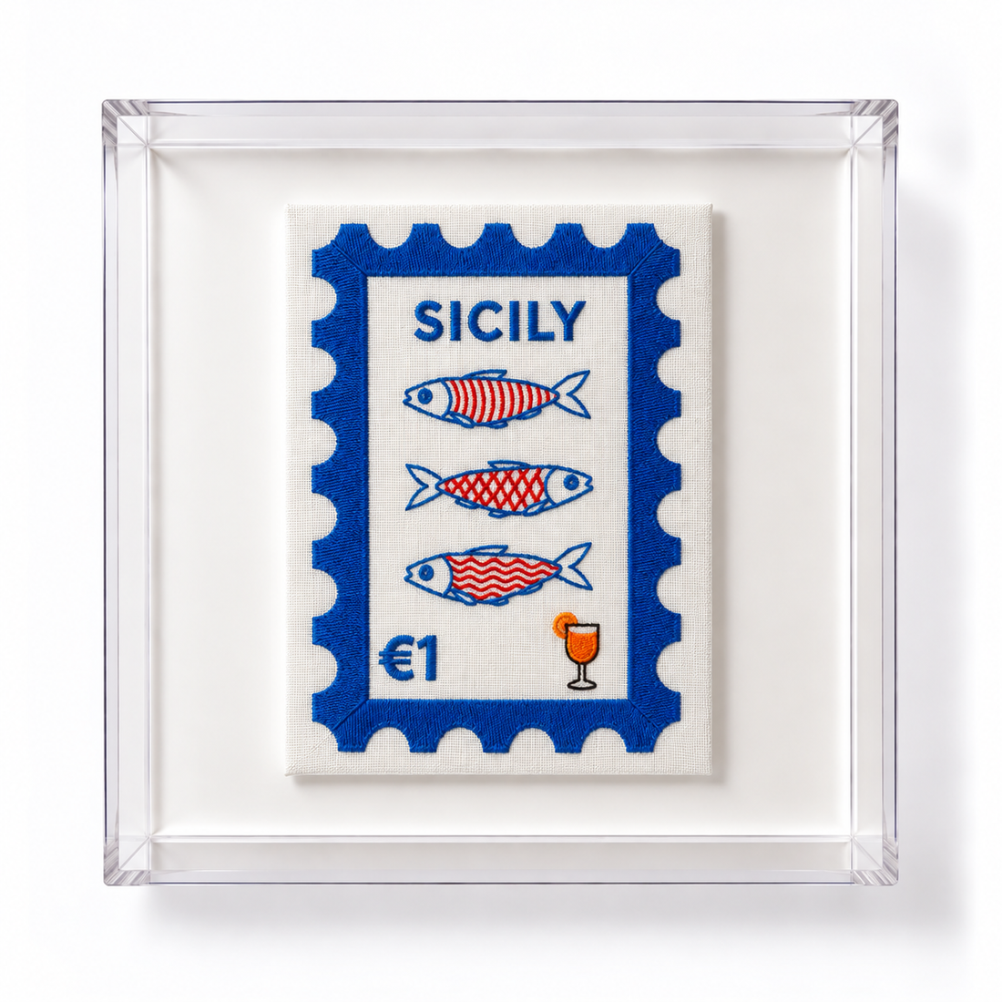 Sicily Embroidered Stamp Artwork