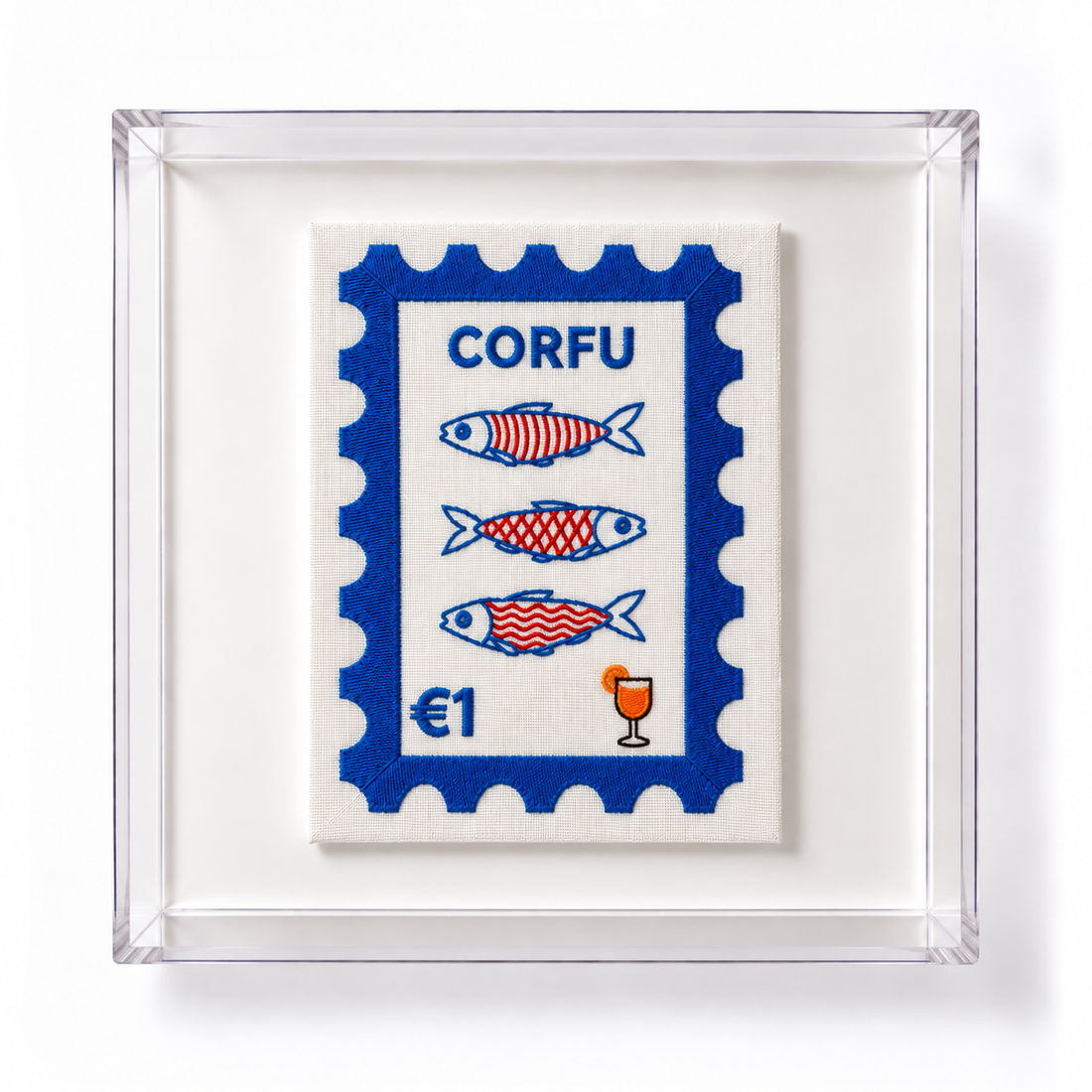 Corfu Embroidered Stamp Artwork